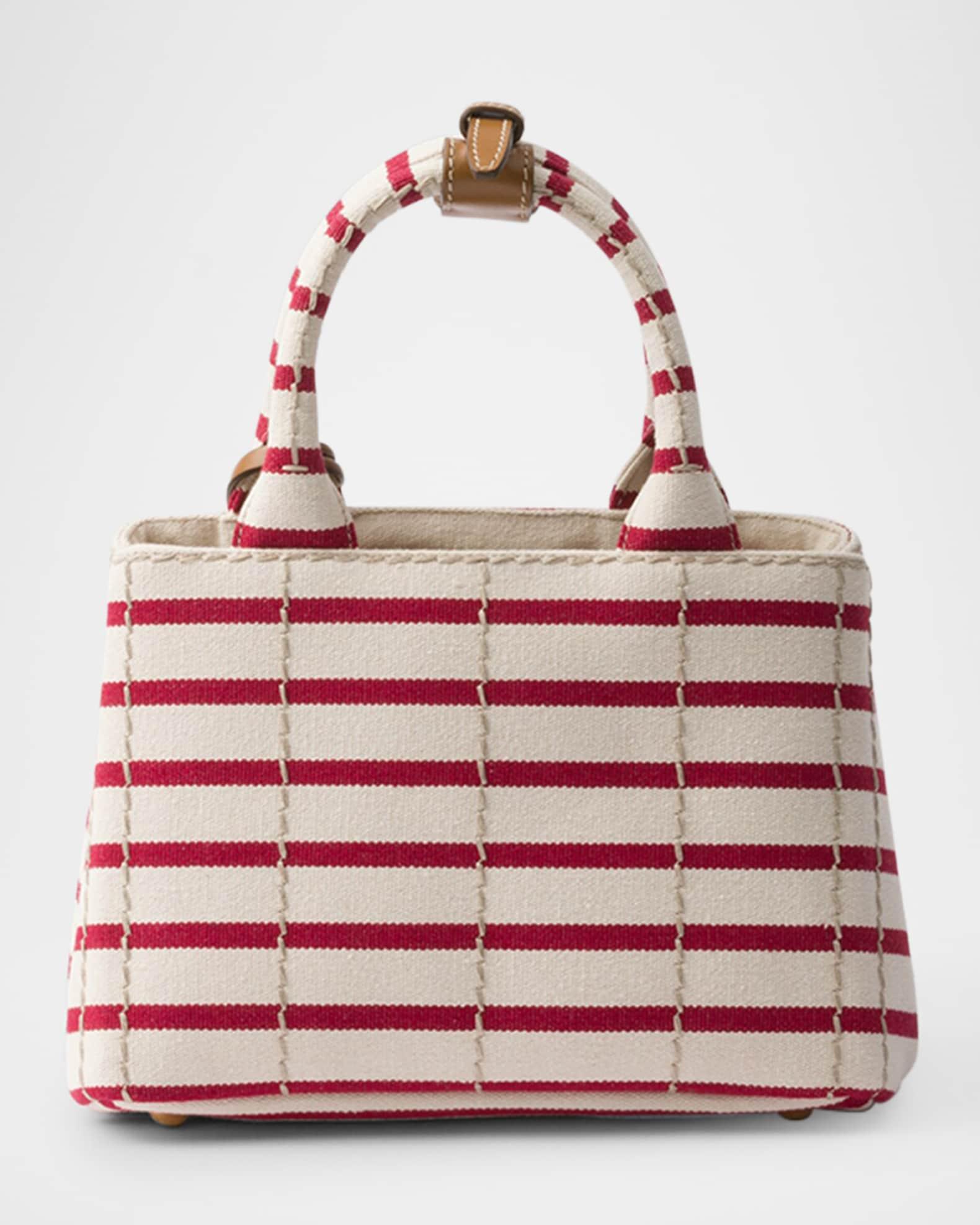 Striped Cotton Canvas Mini Top-Handle Bag Product Image