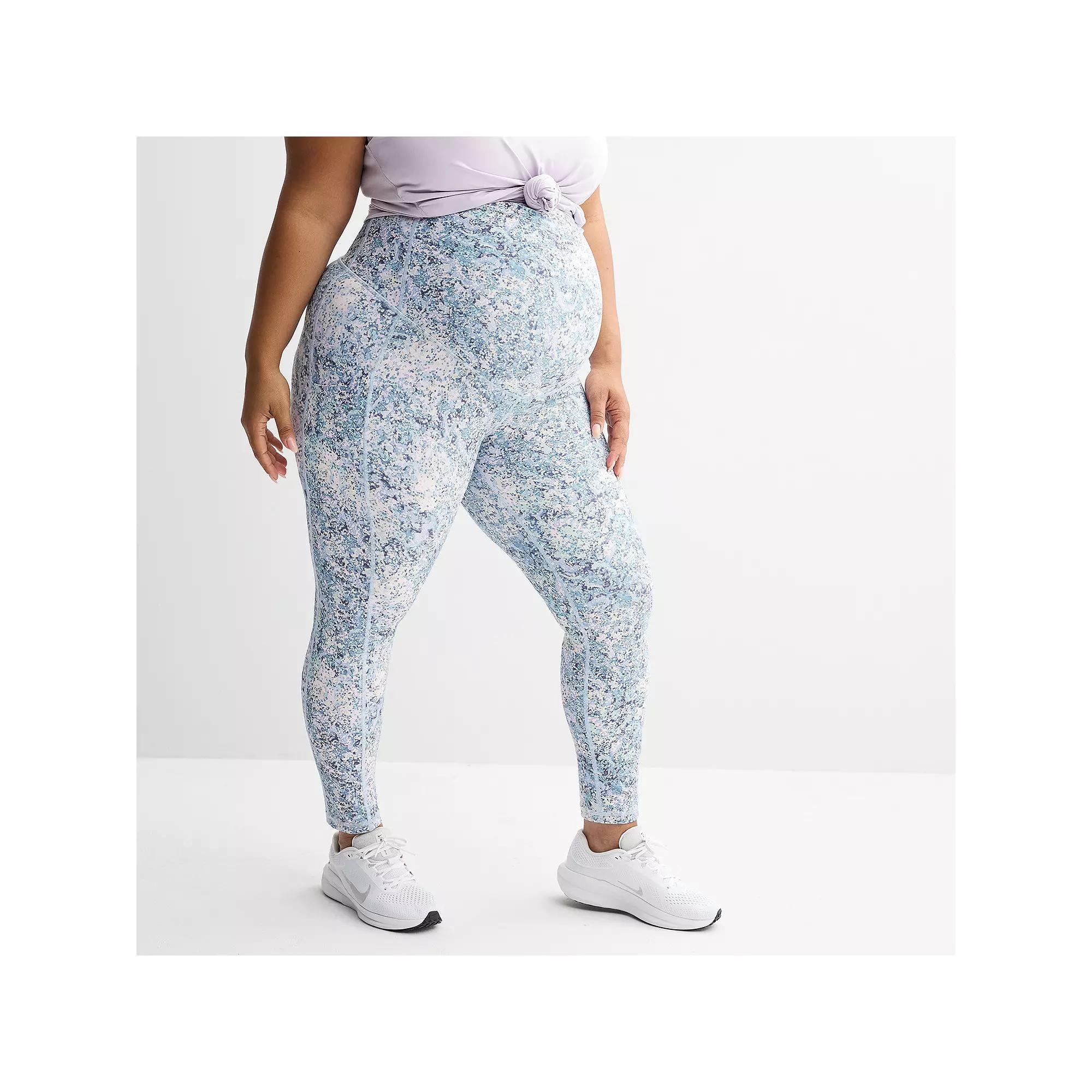 Plus Size Maternity Tek Gear® Ultrastretch 7/8th Leggings, Women's, Size: 3XL, Purple Spotted Product Image