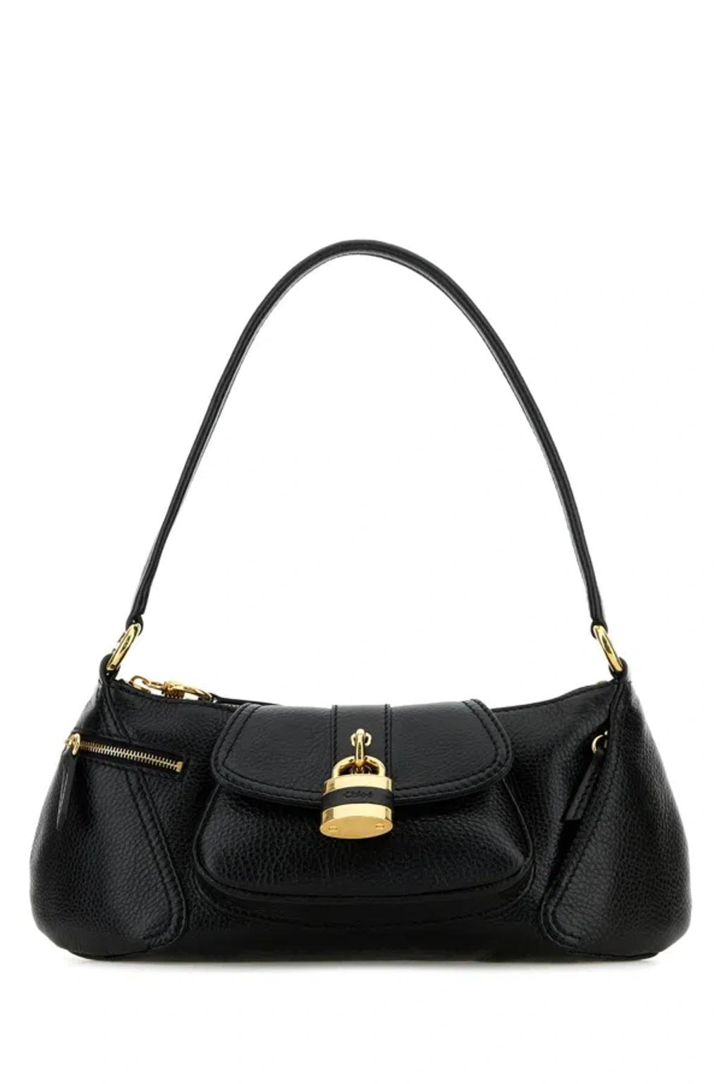 CHLOÉ The 99 Embellished Textured-leather Shoulder Bag In Black Product Image