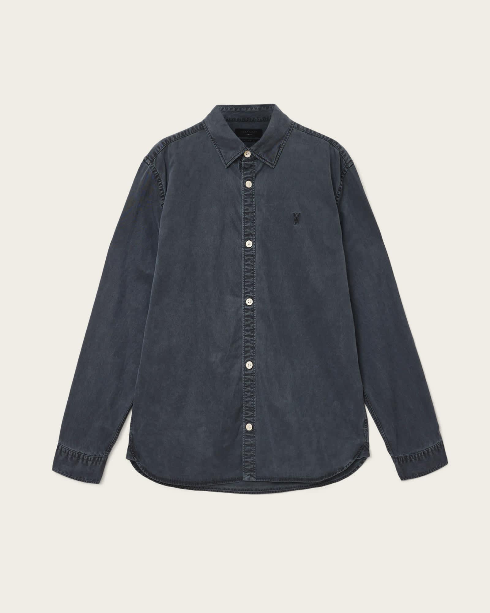 Bodhi Long Sleeve Overshirt BLAINN BLACK | ALLSAINTS US Product Image