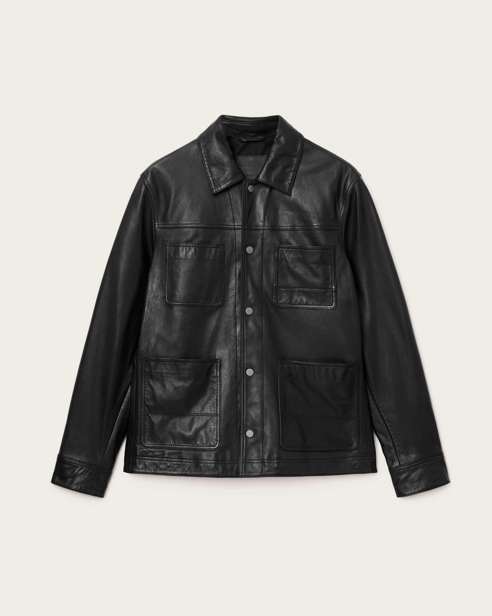 Saxon Leather Jacket Black | ALLSAINTS US Product Image