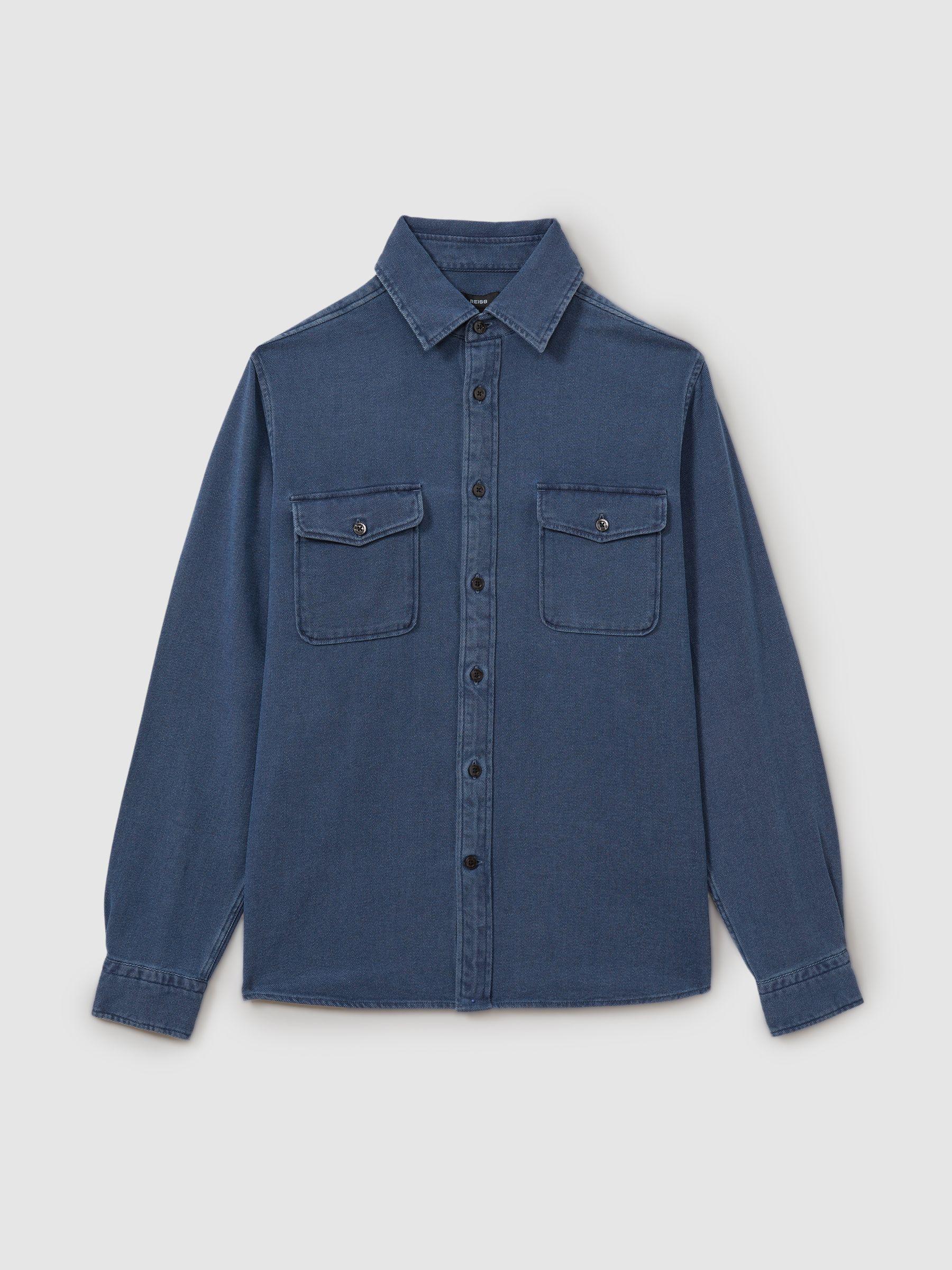 Mcilroy Indigo Blue Textured Denim Overshirt Product Image
