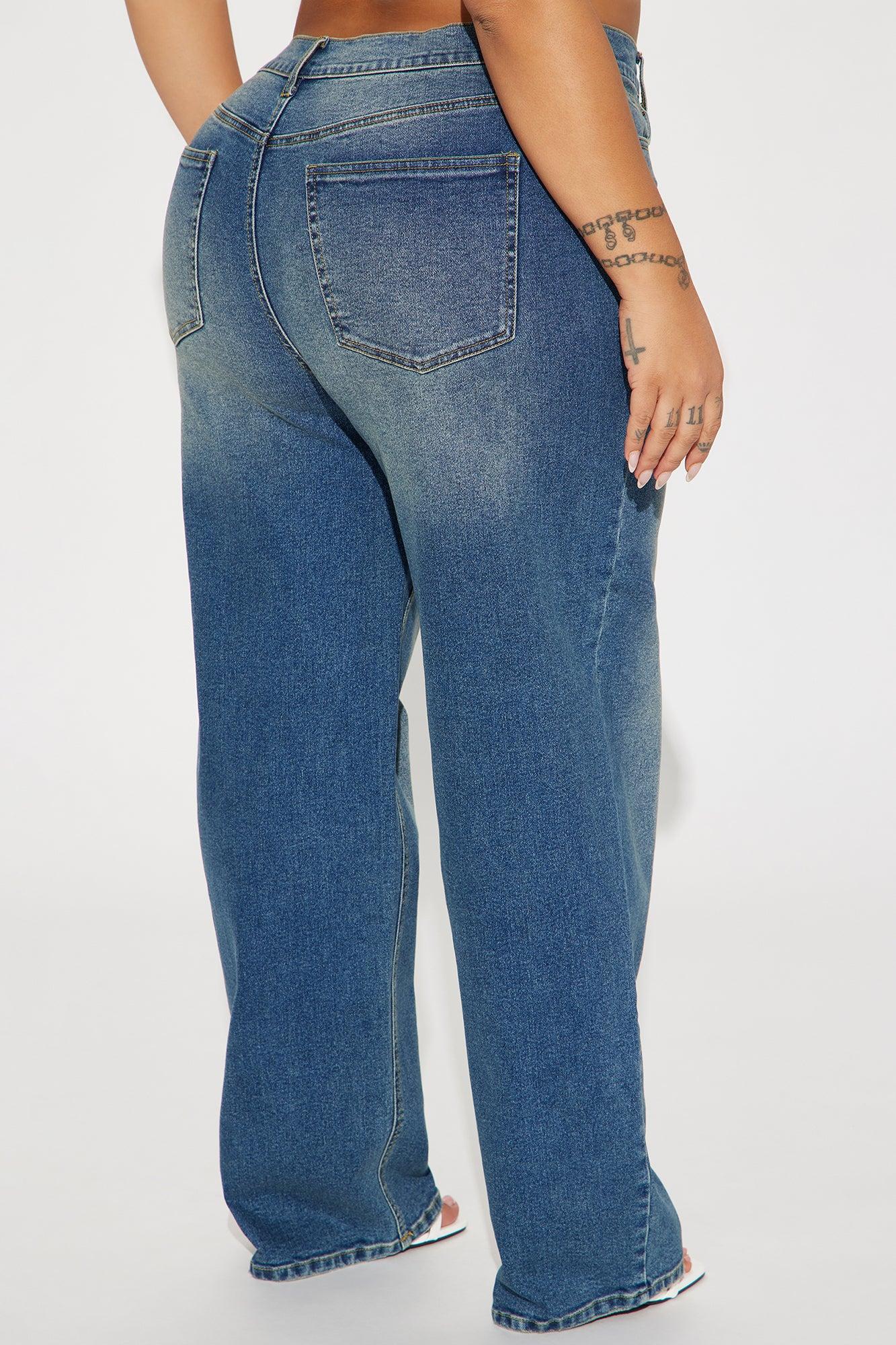 In Sync Stretch Crossover Straight Leg Jeans - Dark Wash Product Image