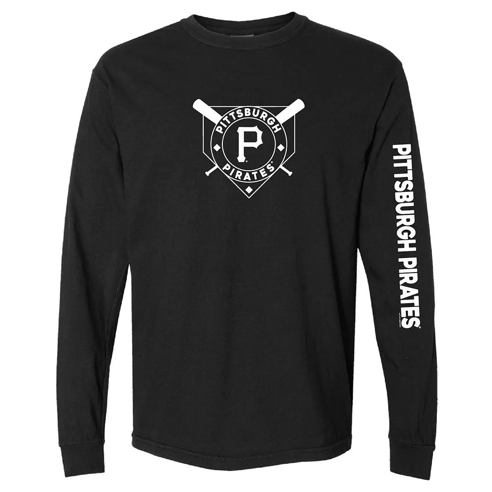 Women's Soft as a Grape Black Pittsburgh Pirates Pigment Dye Long Sleeve T-Shirt,  Product Image