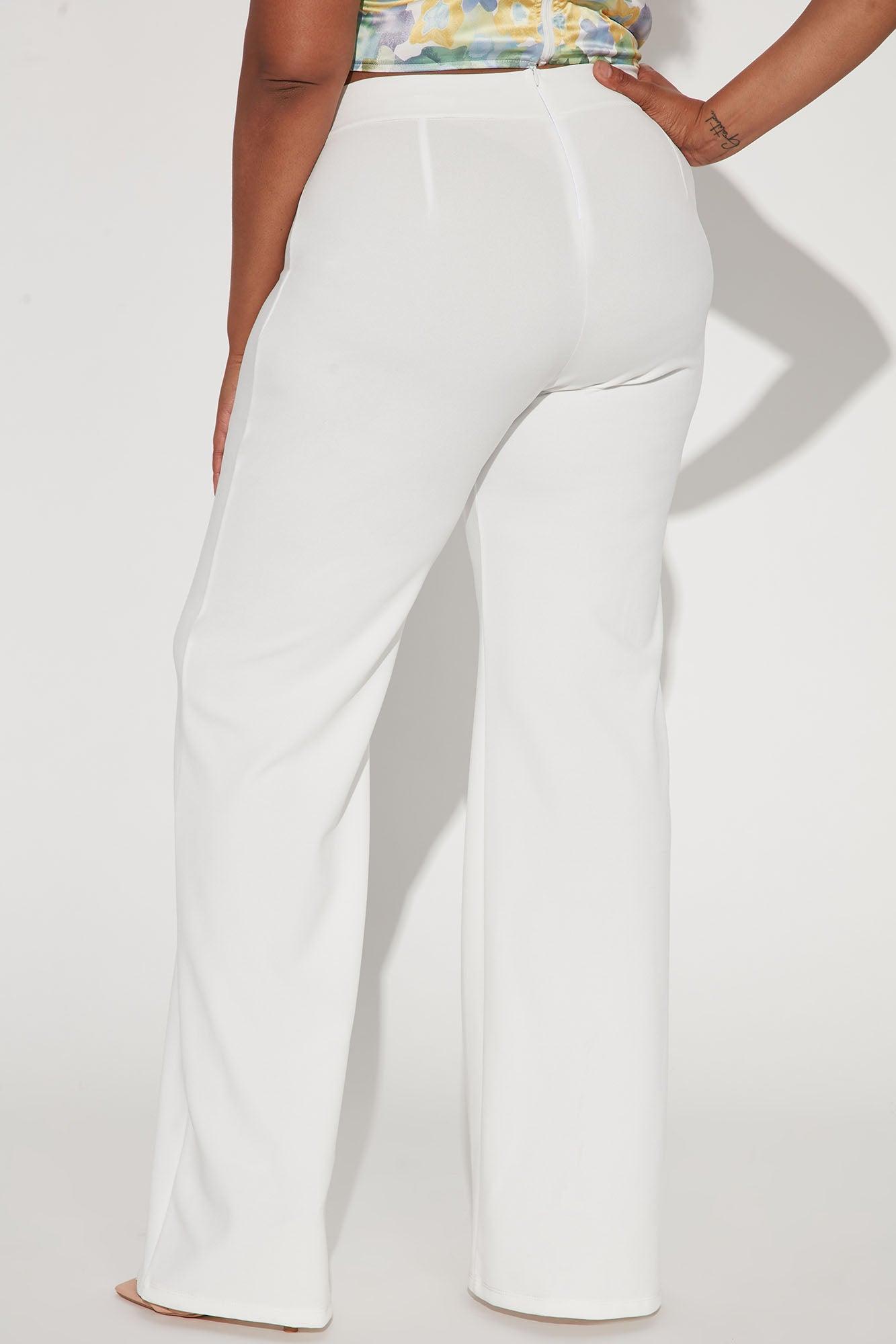 Tall Victoria High Waisted Dress Pants - White Product Image