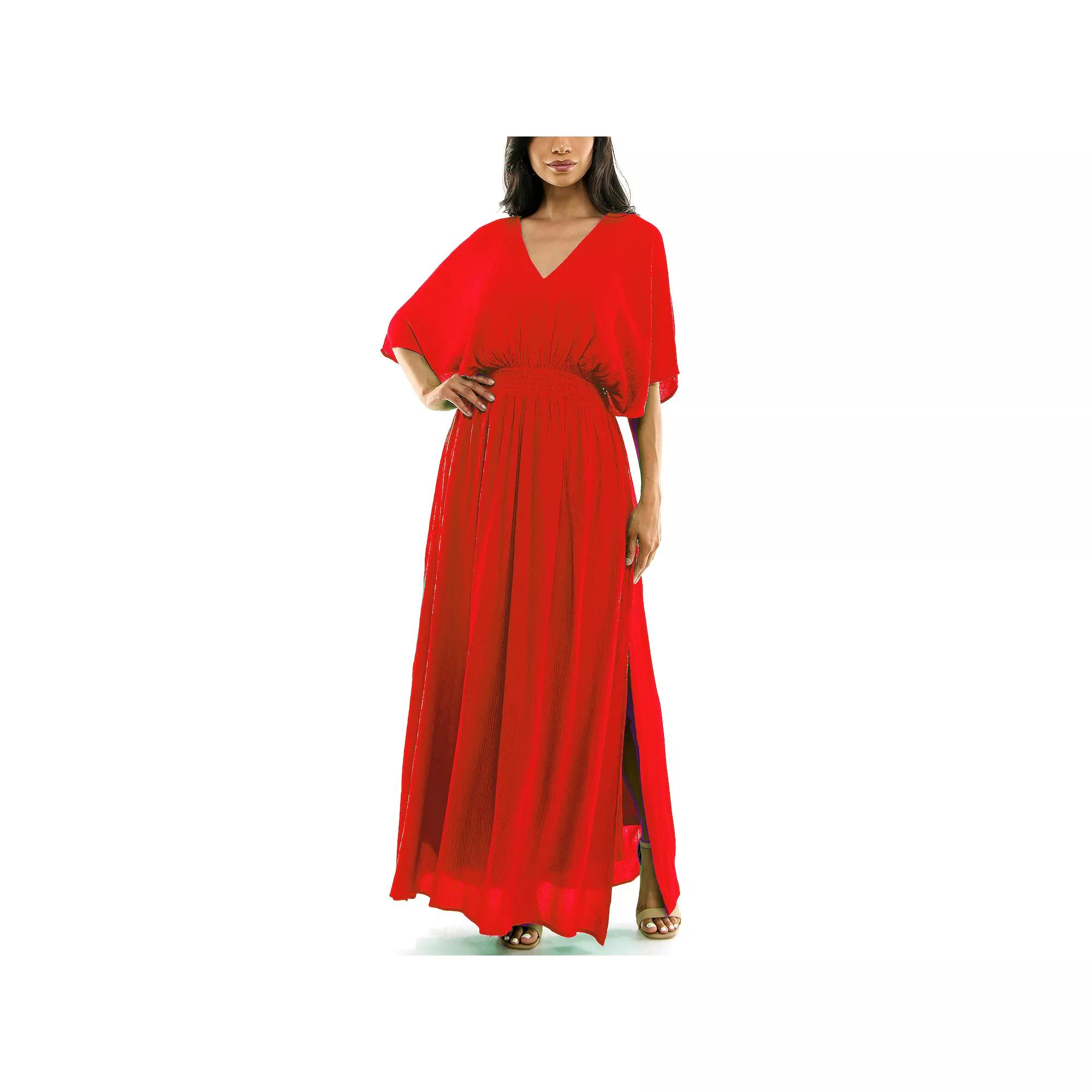 Women's Nina Leonard Smocked Maxi Dress,  Product Image