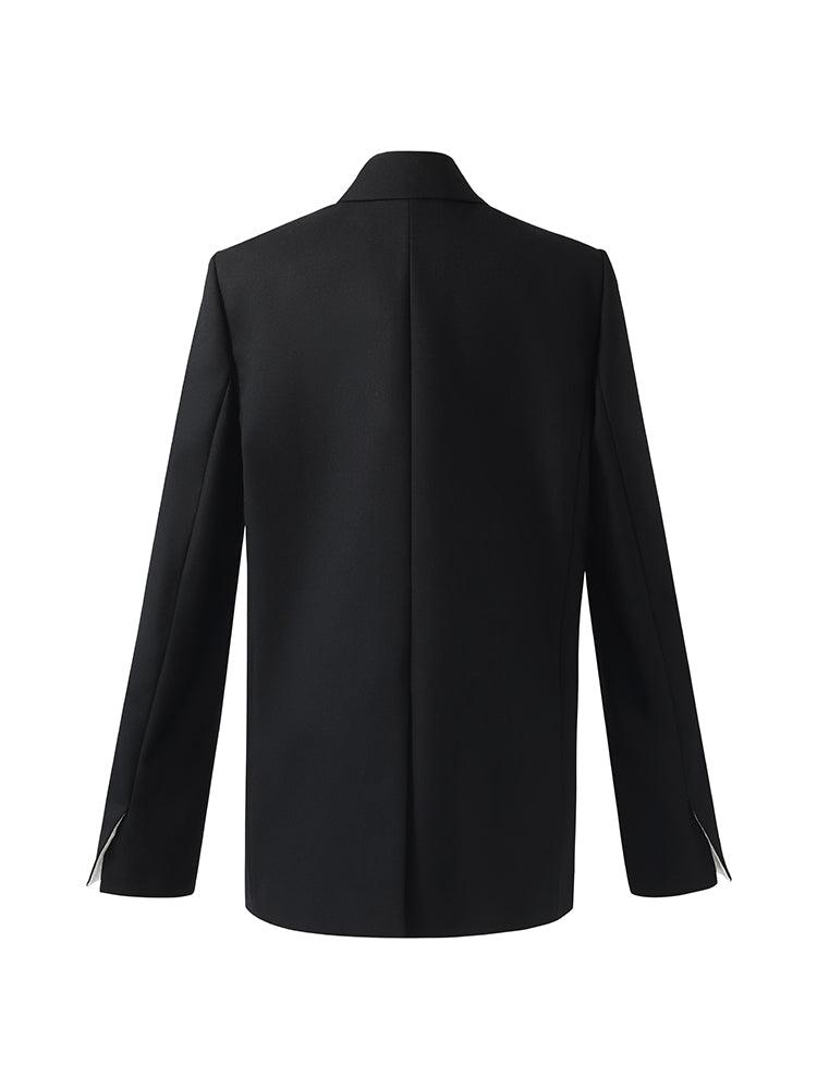 Worsted Wool Double-Breasted Women Blazer Product Image