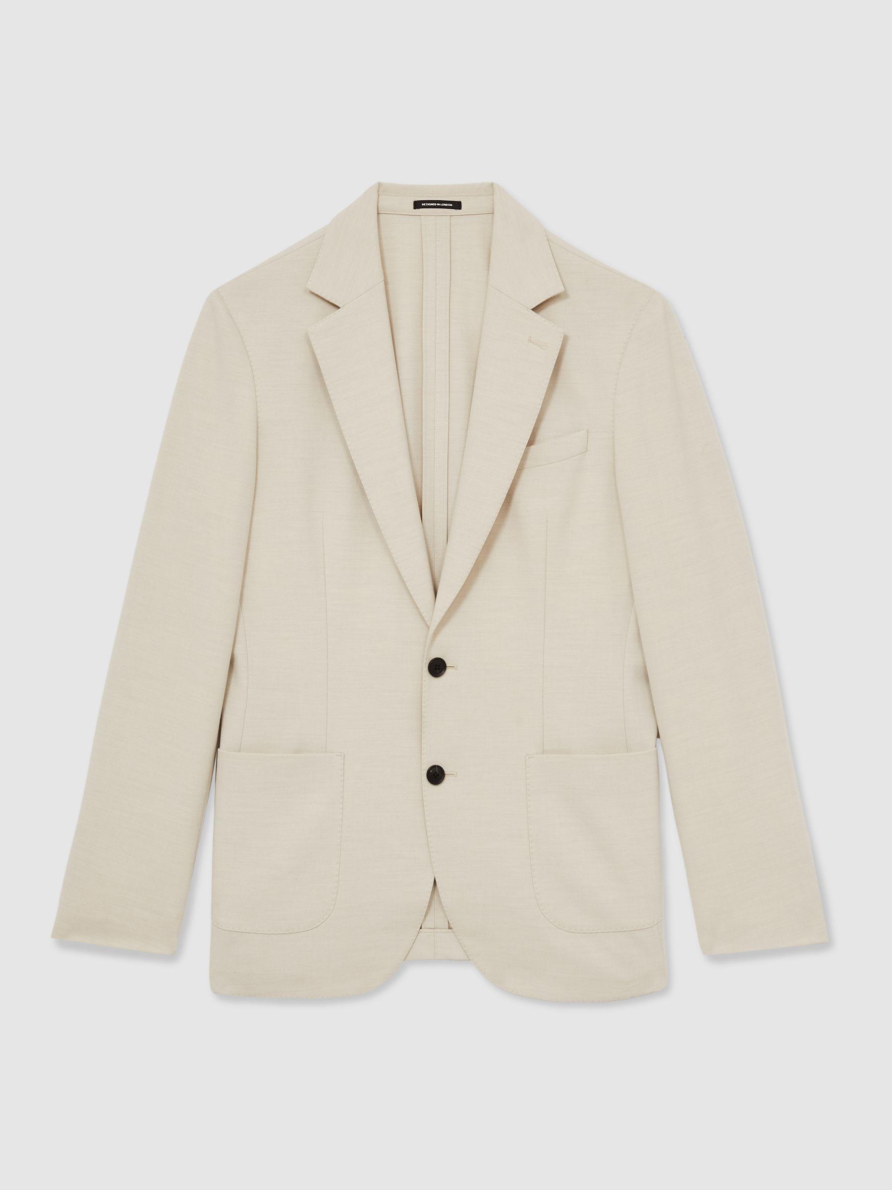 Single-Breasted Stretch Suit Blazer Slim-Fit in Stone Product Image