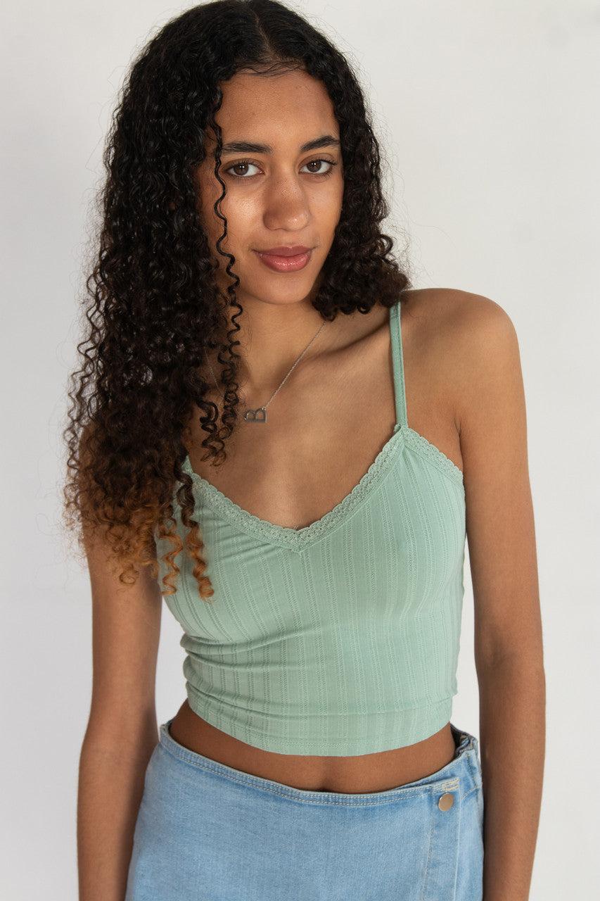 Lace Trim Stripe Cami Product Image