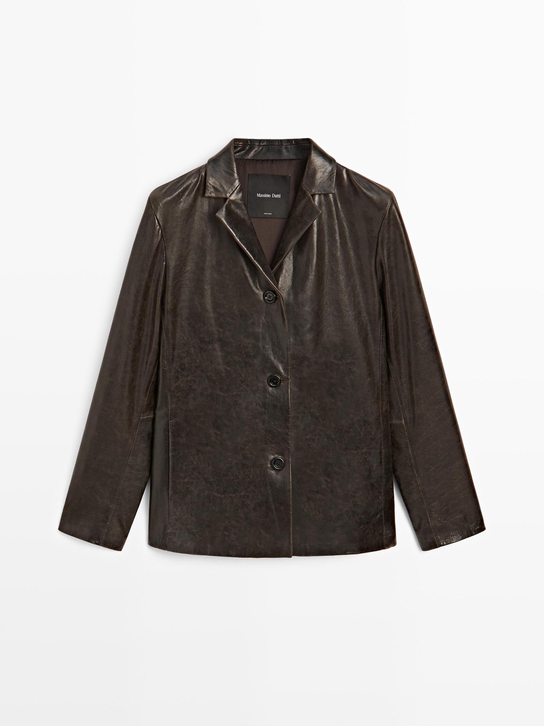 Nappa leather blazer with distressed finish Product Image