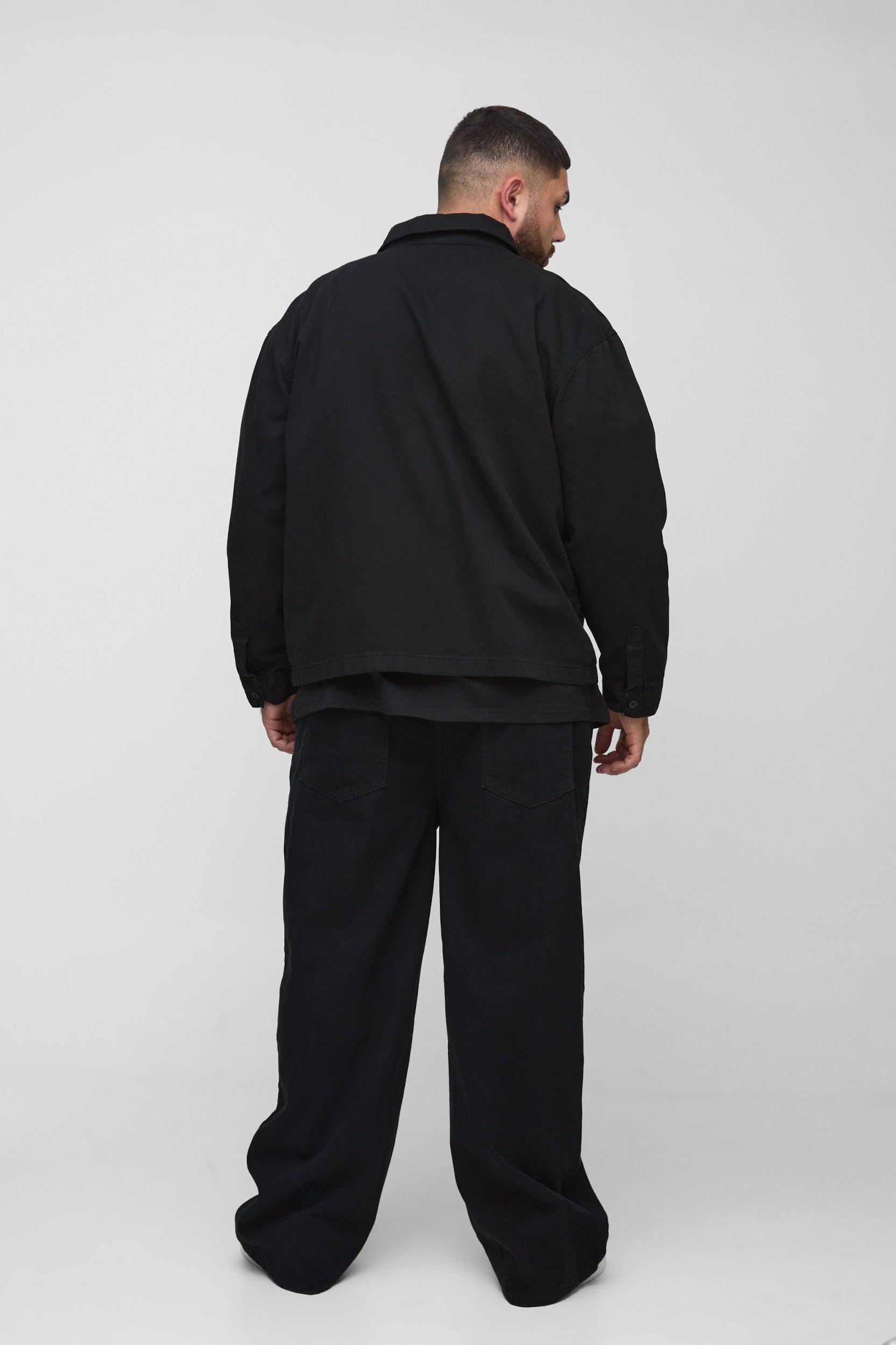 Plus Heavyweight Embroidered Shirt Jacket | boohooMAN USA Product Image