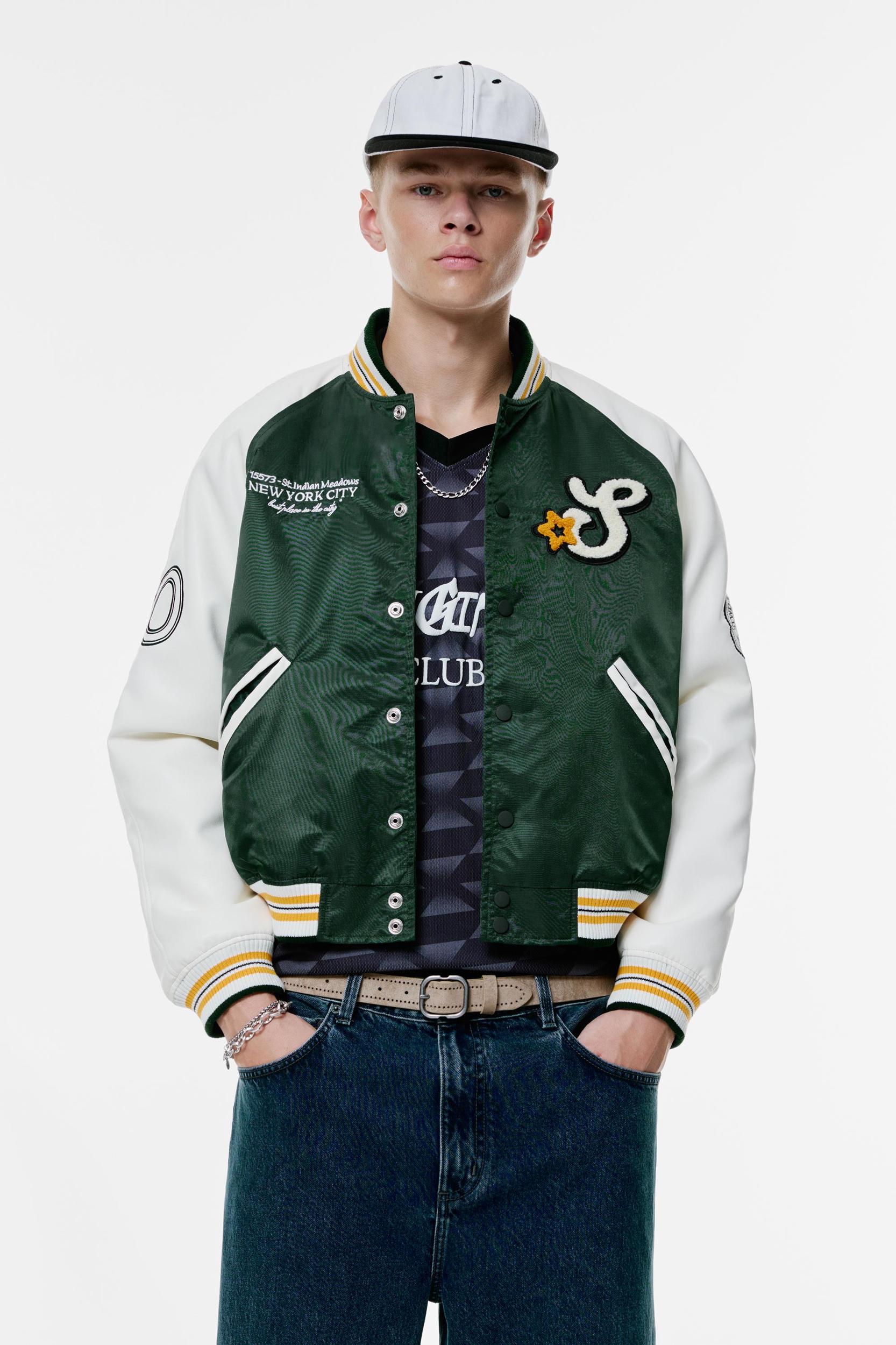 Embroidered varsity bomber jacket Product Image