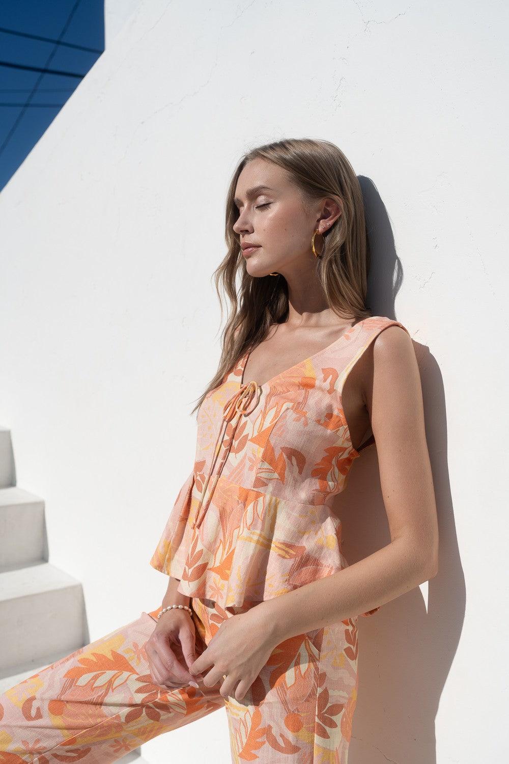 Summer Print Tie Front Top Product Image