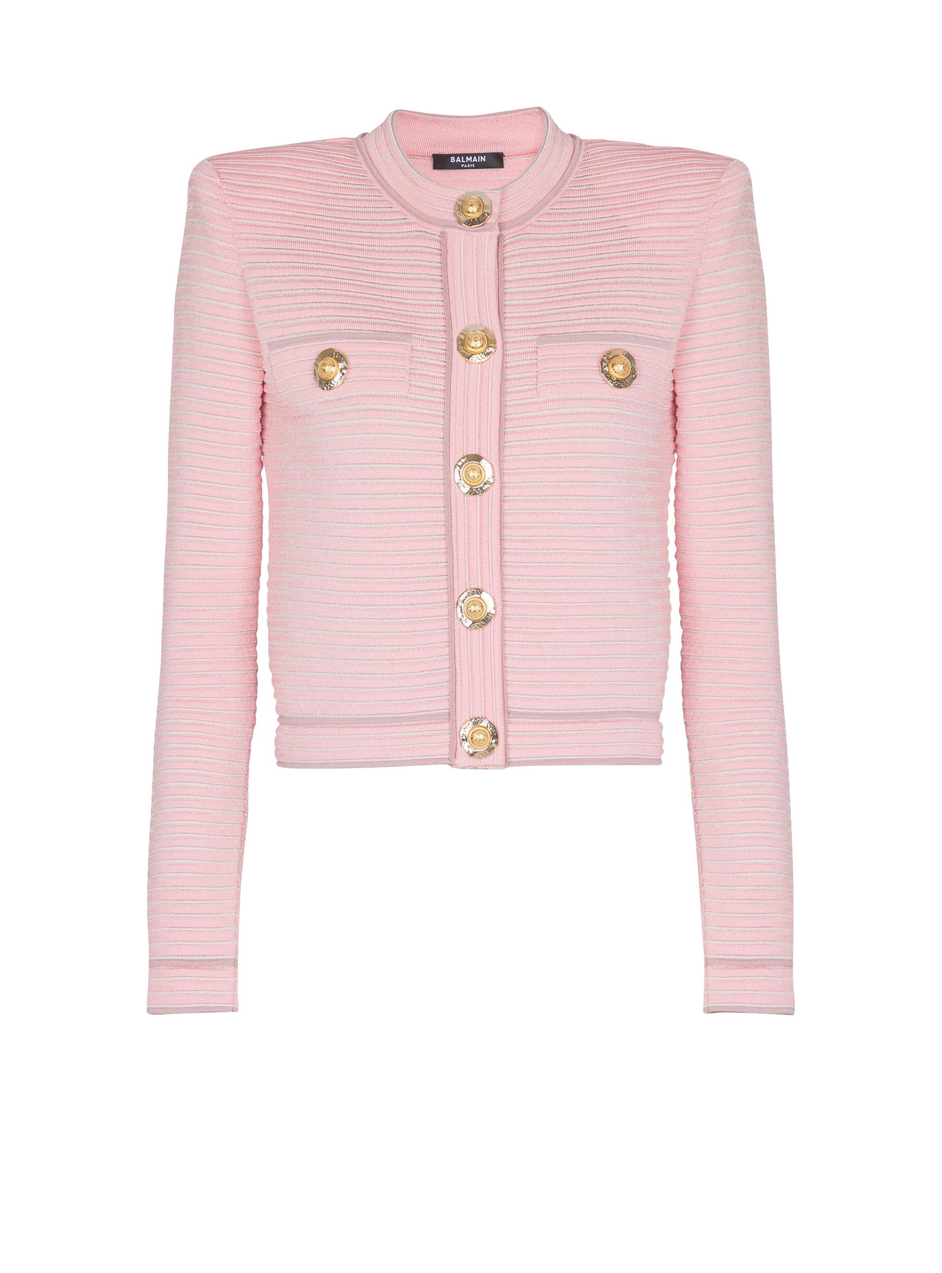 Long-sleeved textured knit cardigan Product Image