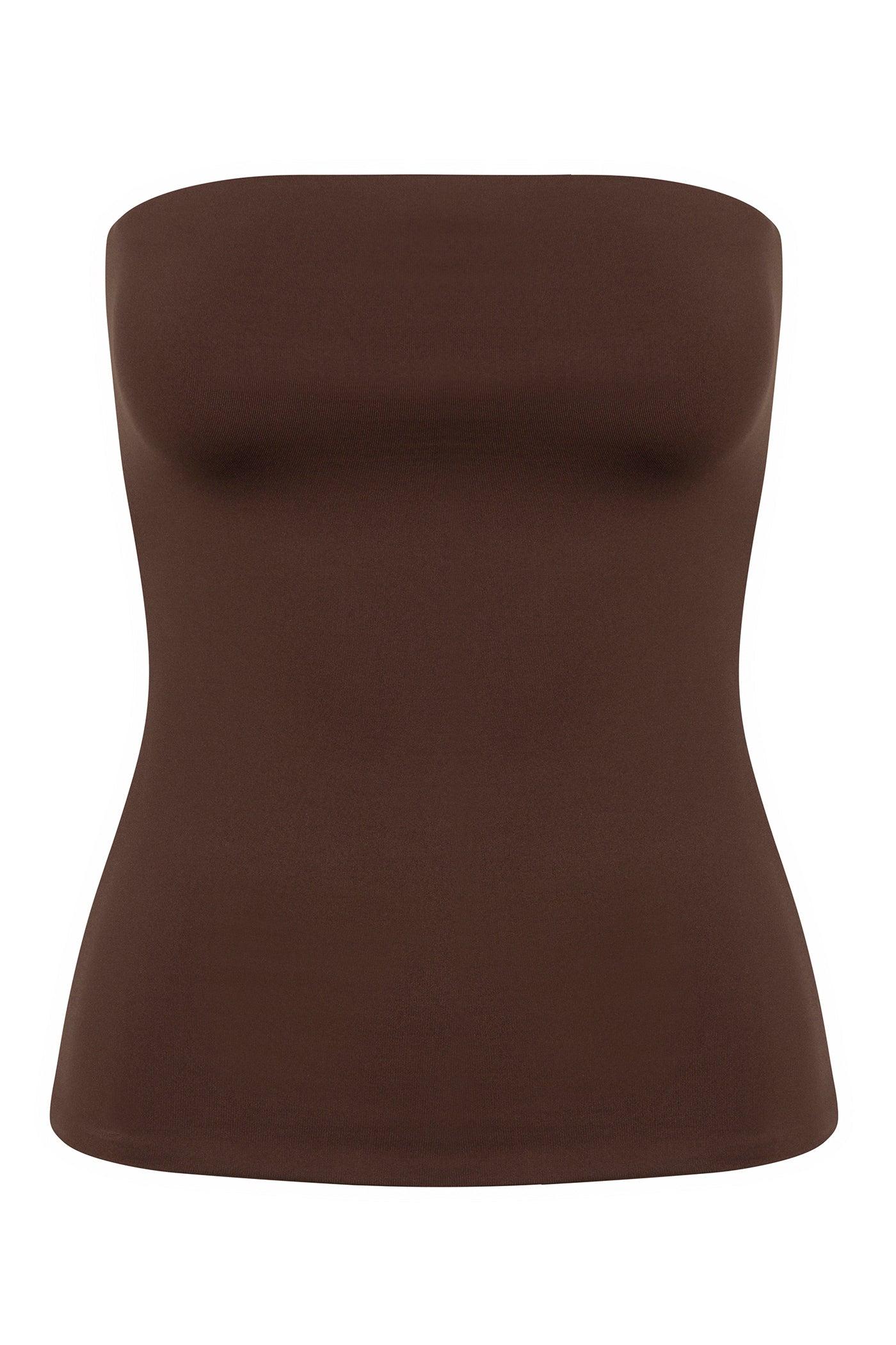Contour Double Lined Tube Top - Chocolate Female Product Image