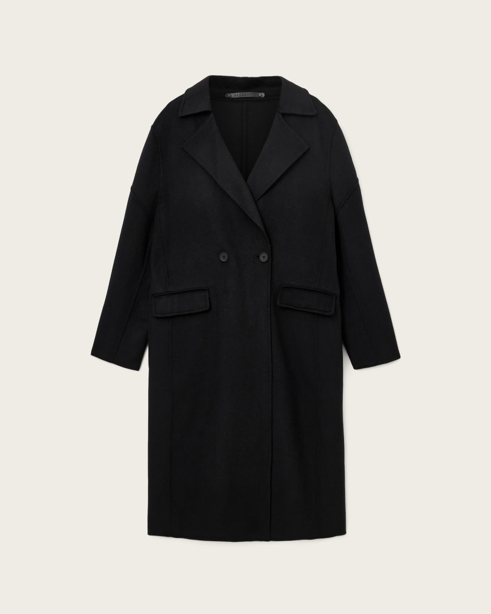 Sellma Double Breasted Coat Black | ALLSAINTS US Product Image