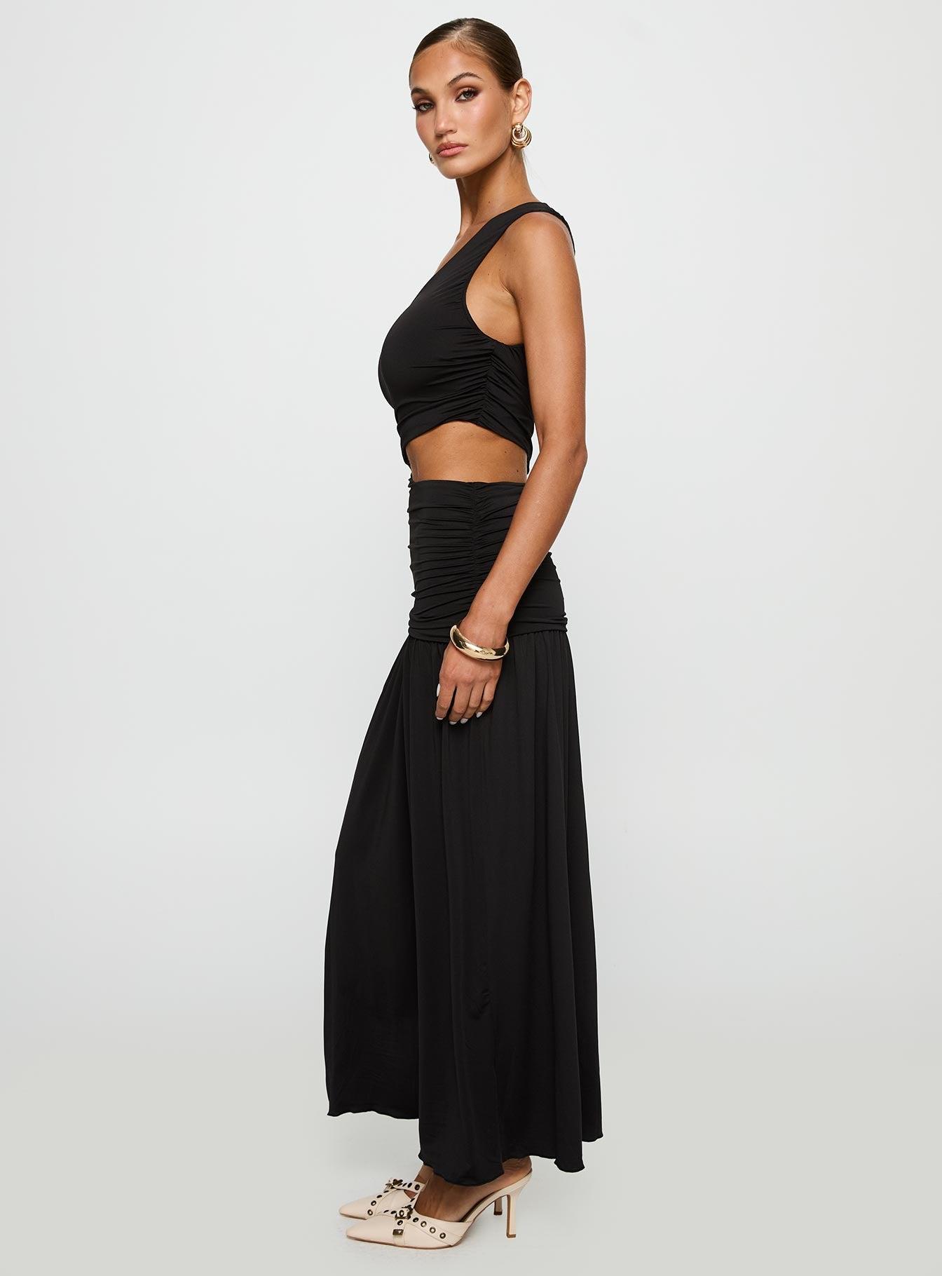 Magnetize Ruched Maxi Dress Black Product Image
