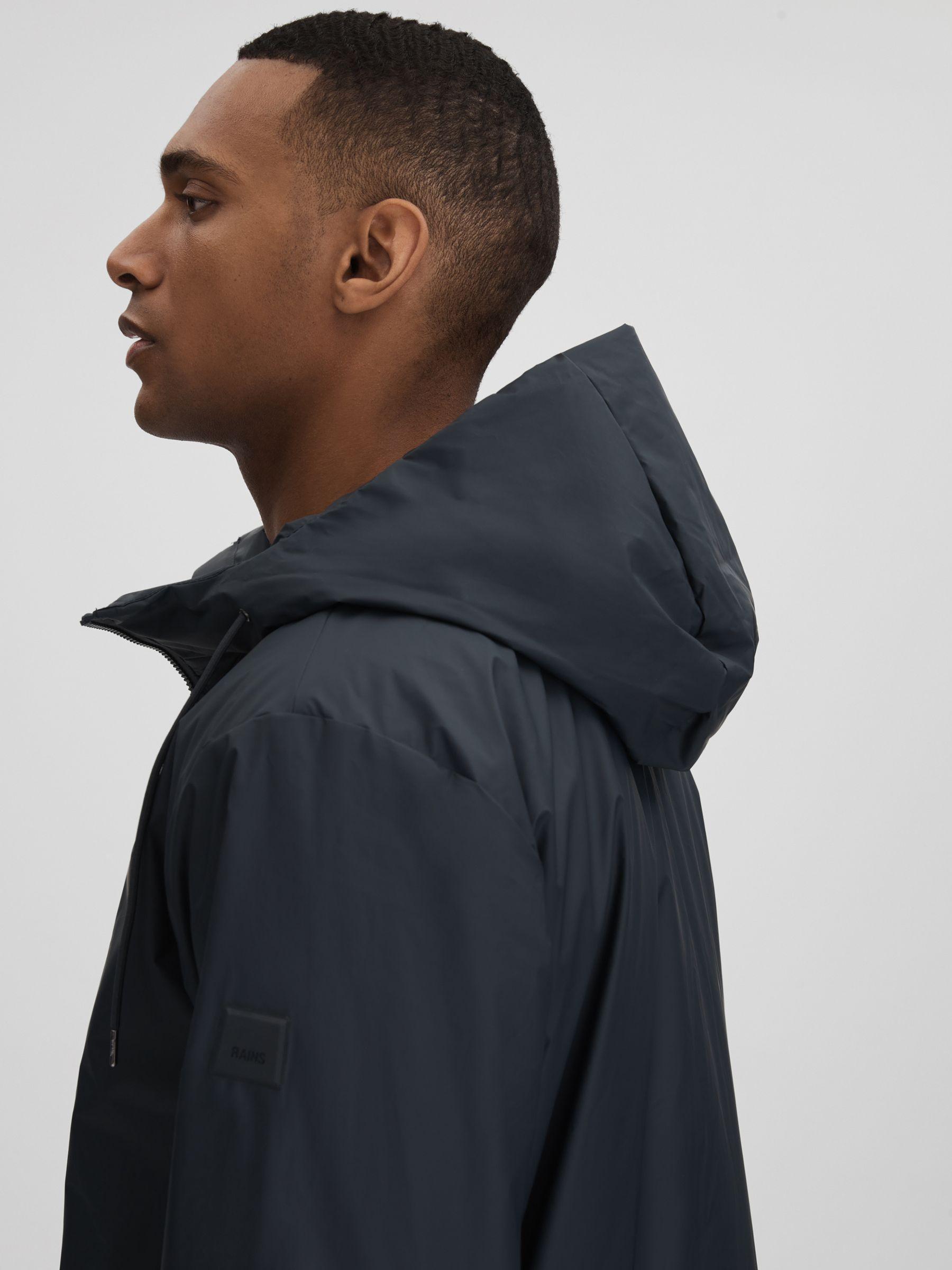 Rains Waterproof Long Jacket in Navy Product Image