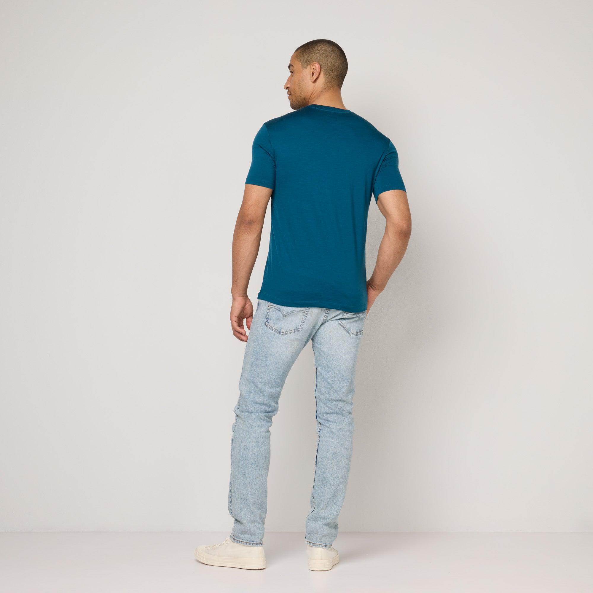 100% Merino Wool Crew Neck T-Shirt | Washed Navy Product Image