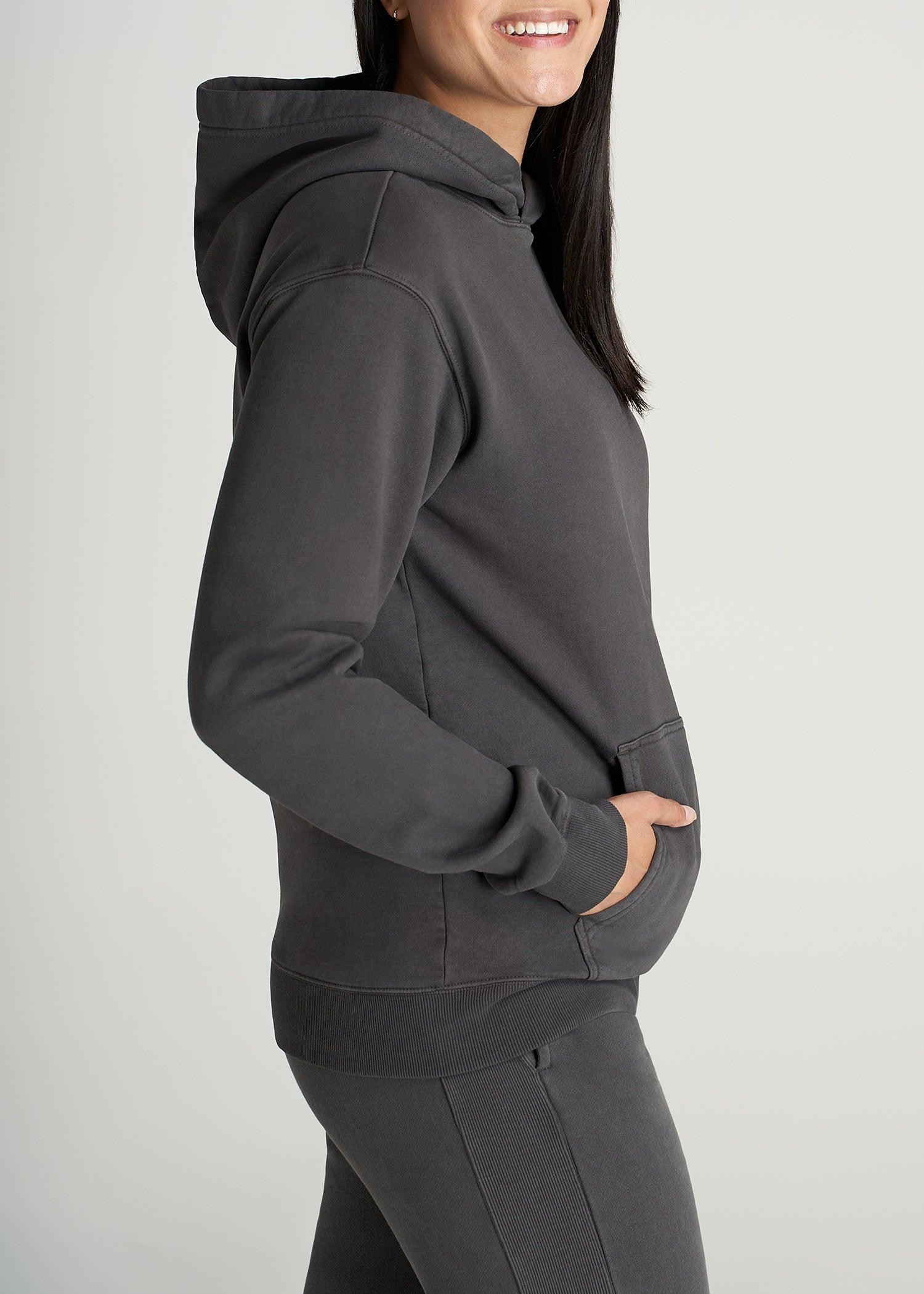 Wearever Fleece Garment-Dyed Pullover Hoodie for Tall Women in Charcoal Female Product Image