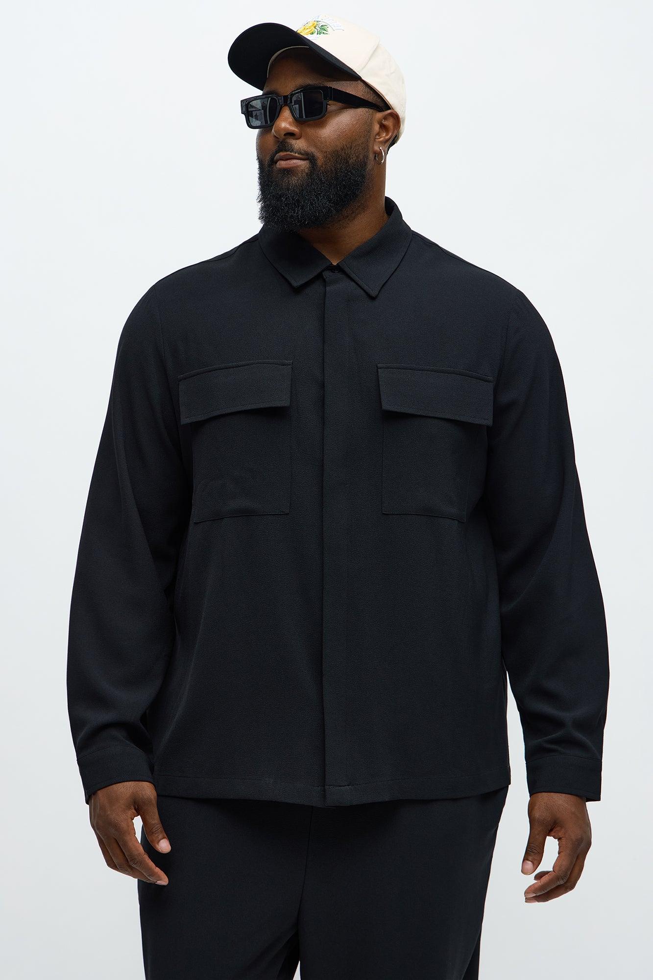 Golden Hour Long Sleeve Button Up Shirt - Black Male Product Image