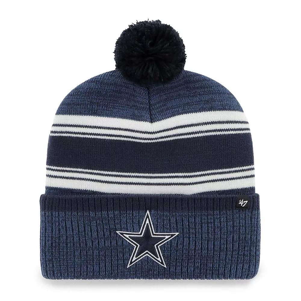 Men's '47 Navy Dallas Cowboys Fadeout Cuffed Knit Hat with Pom, Blue Product Image
