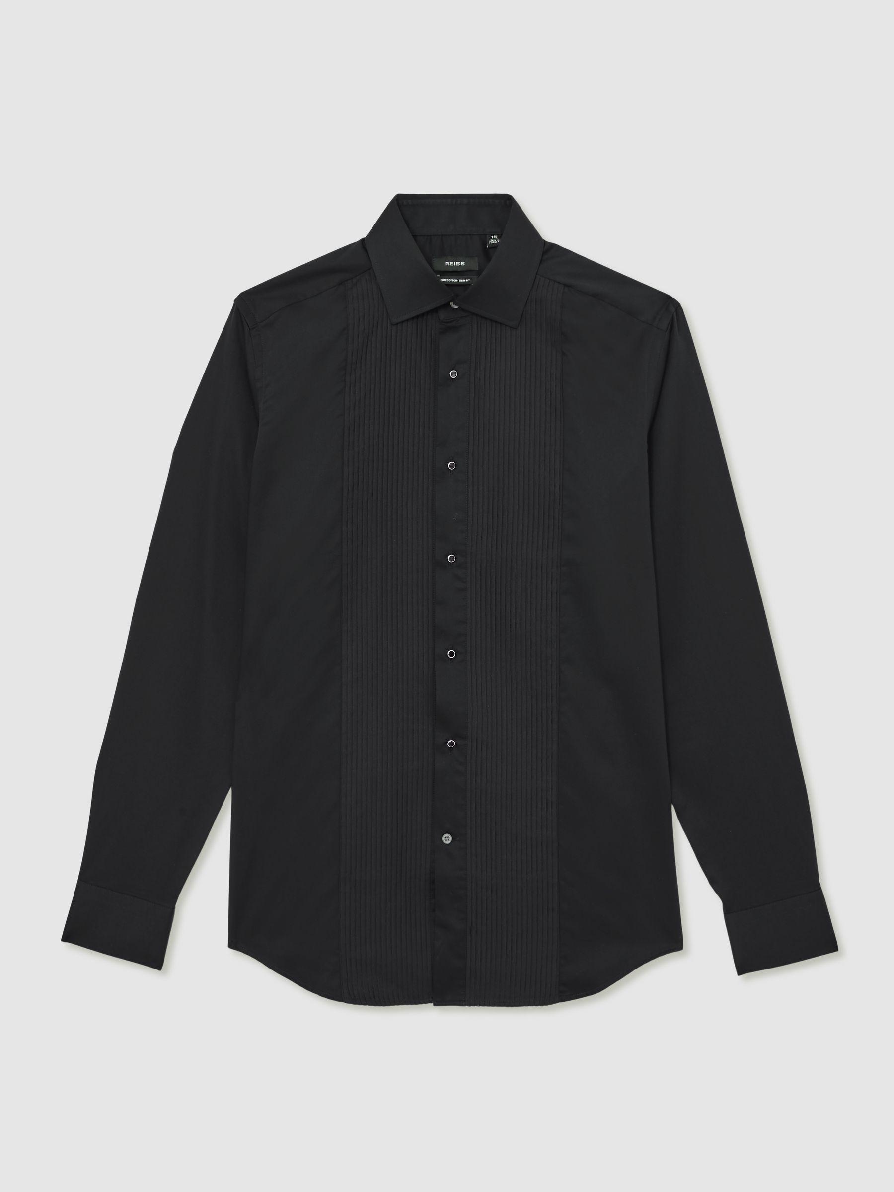 Slim Fit Cotton Dinner Shirt in Black Product Image