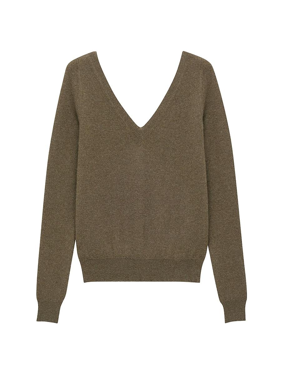 Womens V-Neck Sweater in Cashmere Product Image