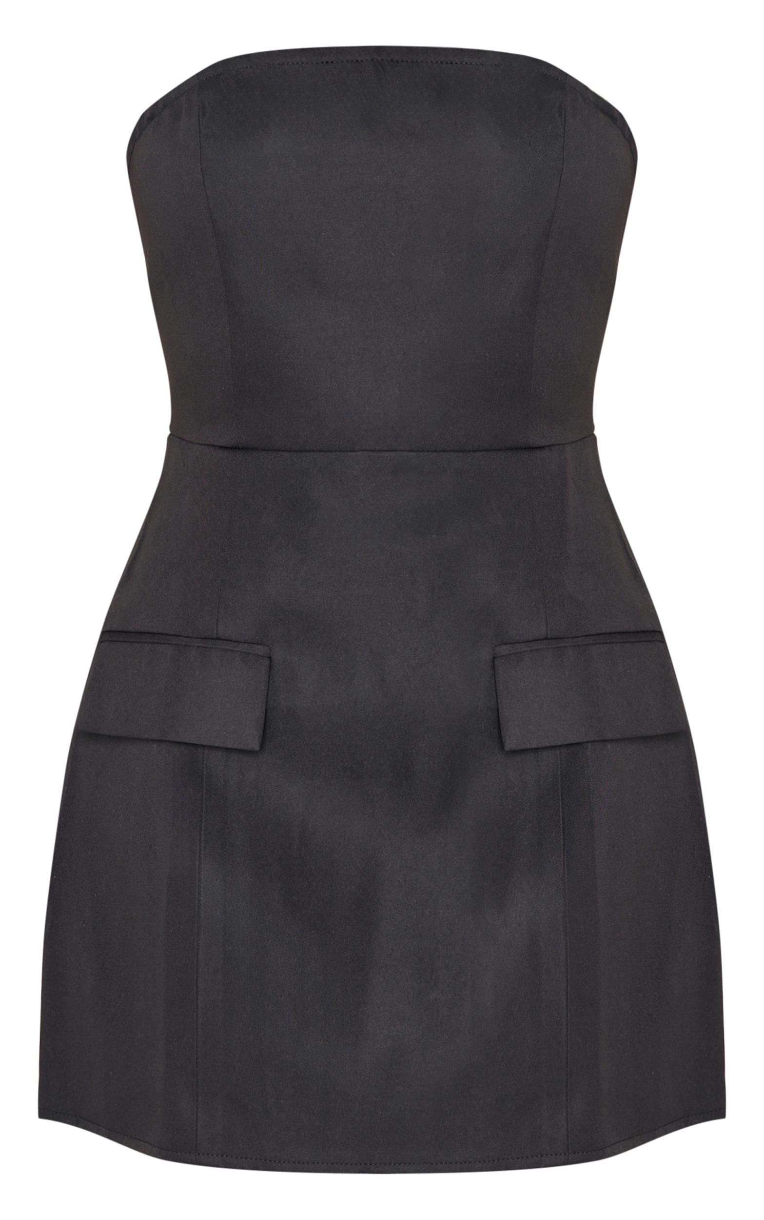 Black Bandeau Pocket Detail Shift Dress Product Image