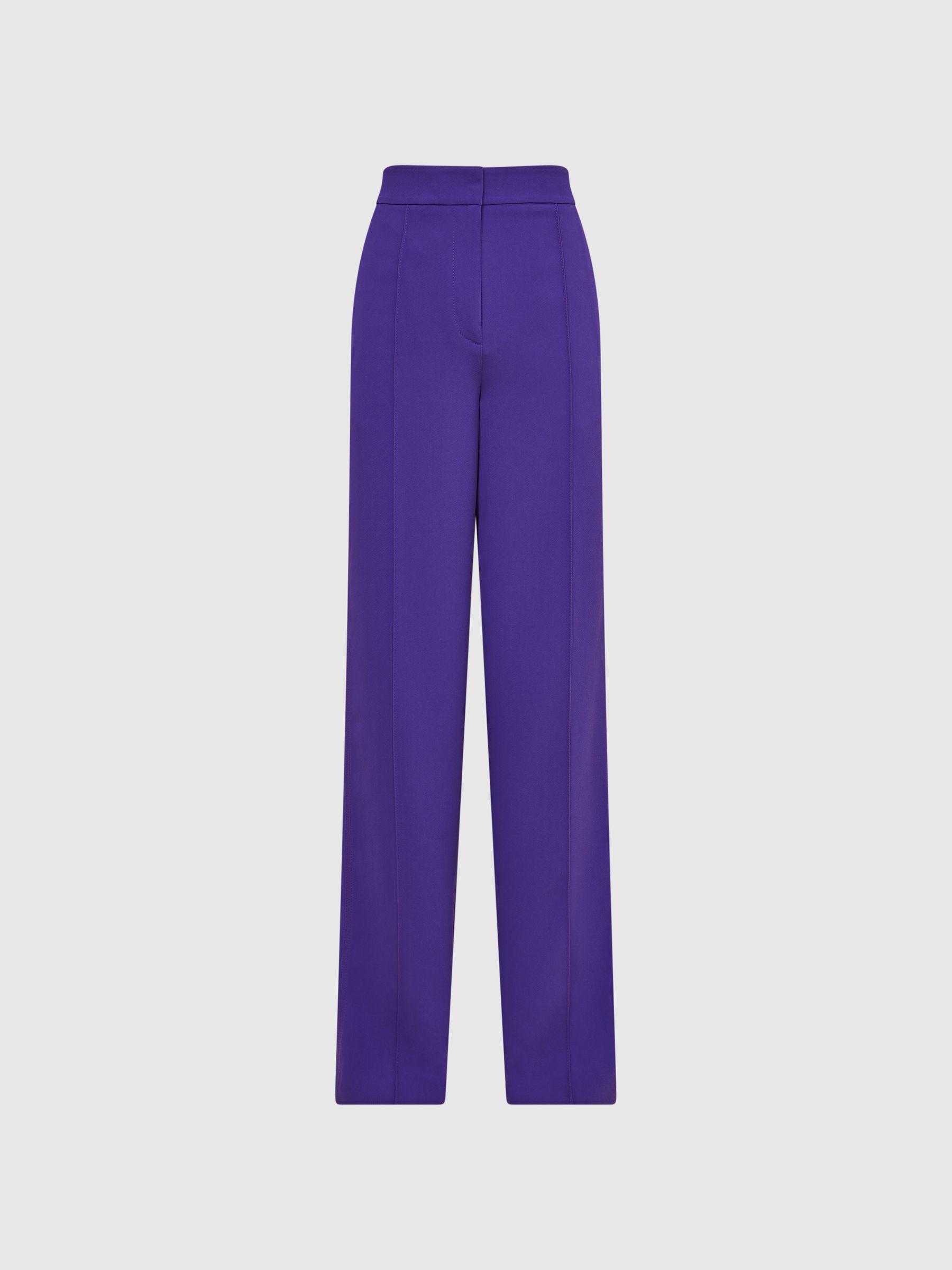 Elasticated Waist Wide Leg Trousers in Purple Product Image