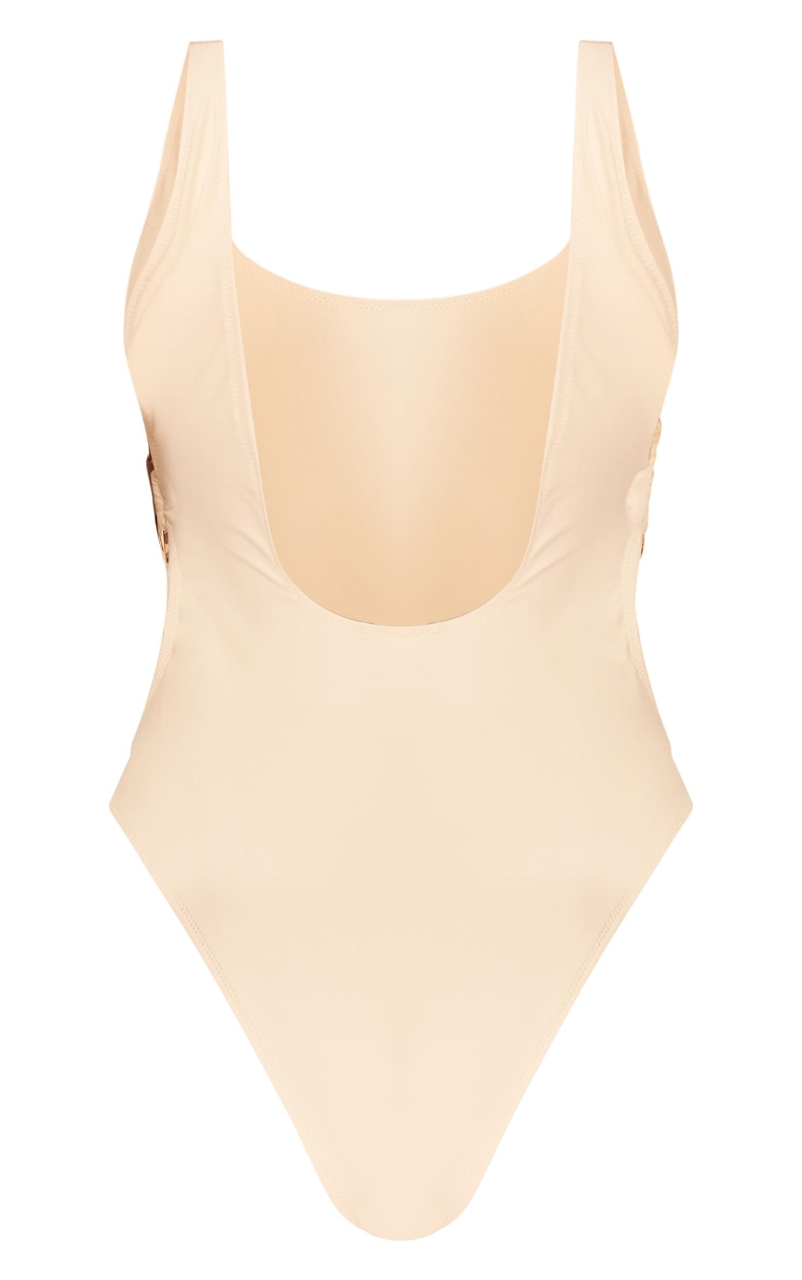 Cream O Ring Cut Out Scoop Swimsuit Product Image