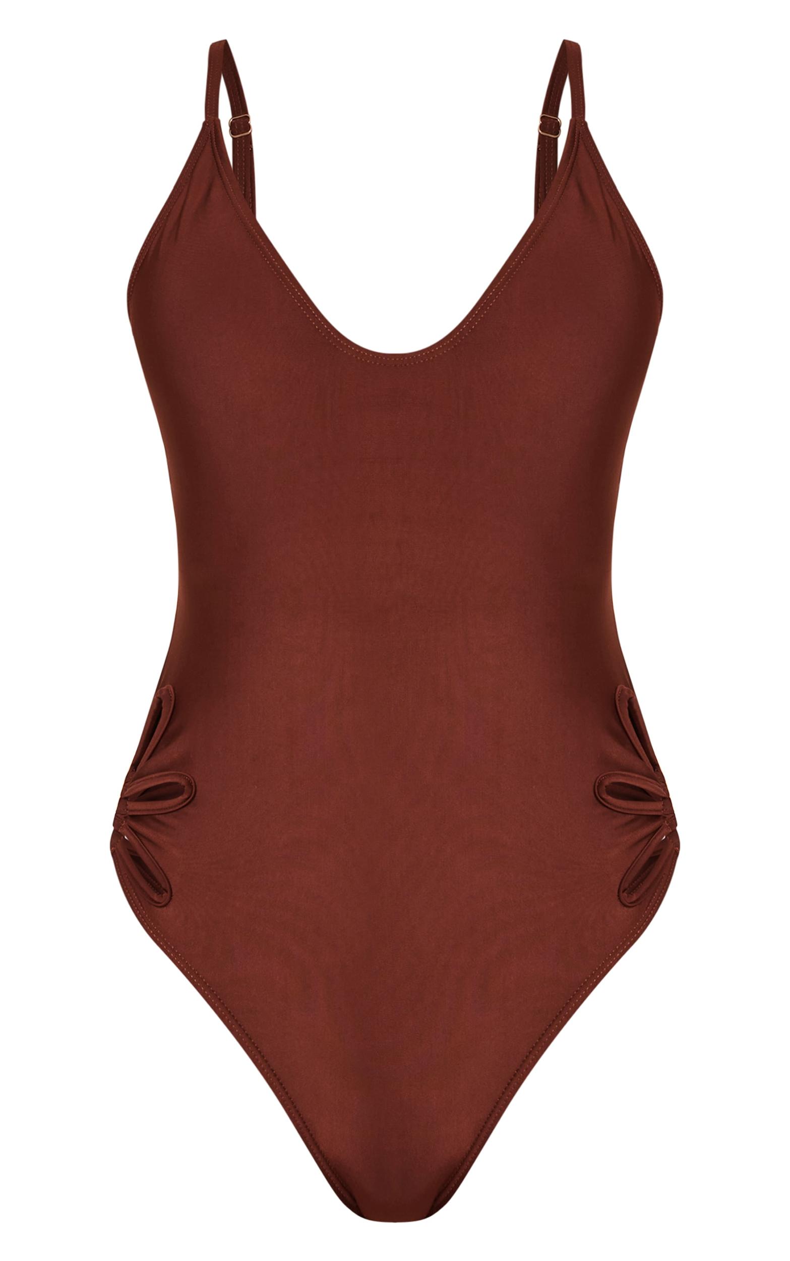 Chocolate Cut Out Hip Detail Swimsuit Product Image
