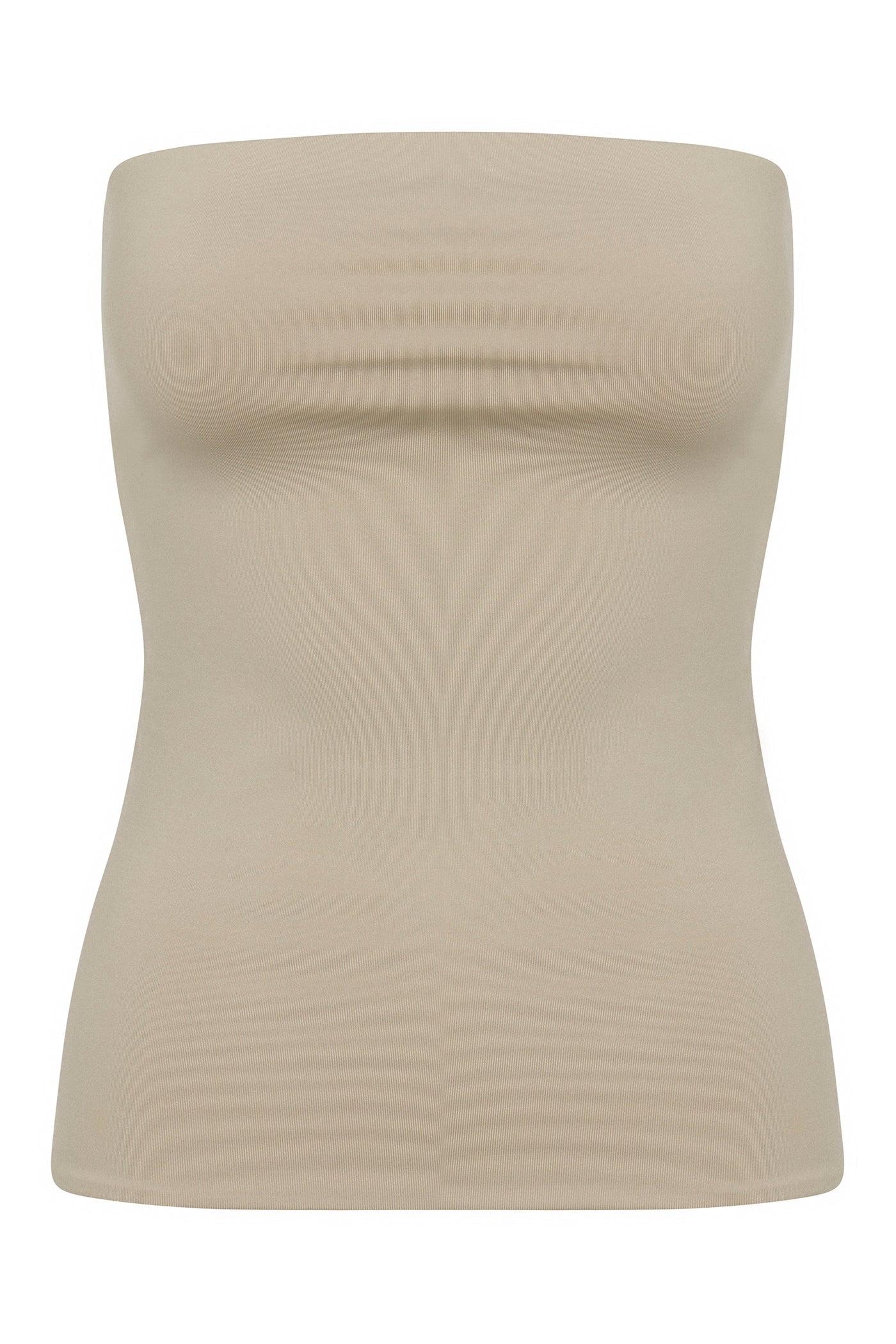Contour Double Lined Tube Top - Stone Female Product Image