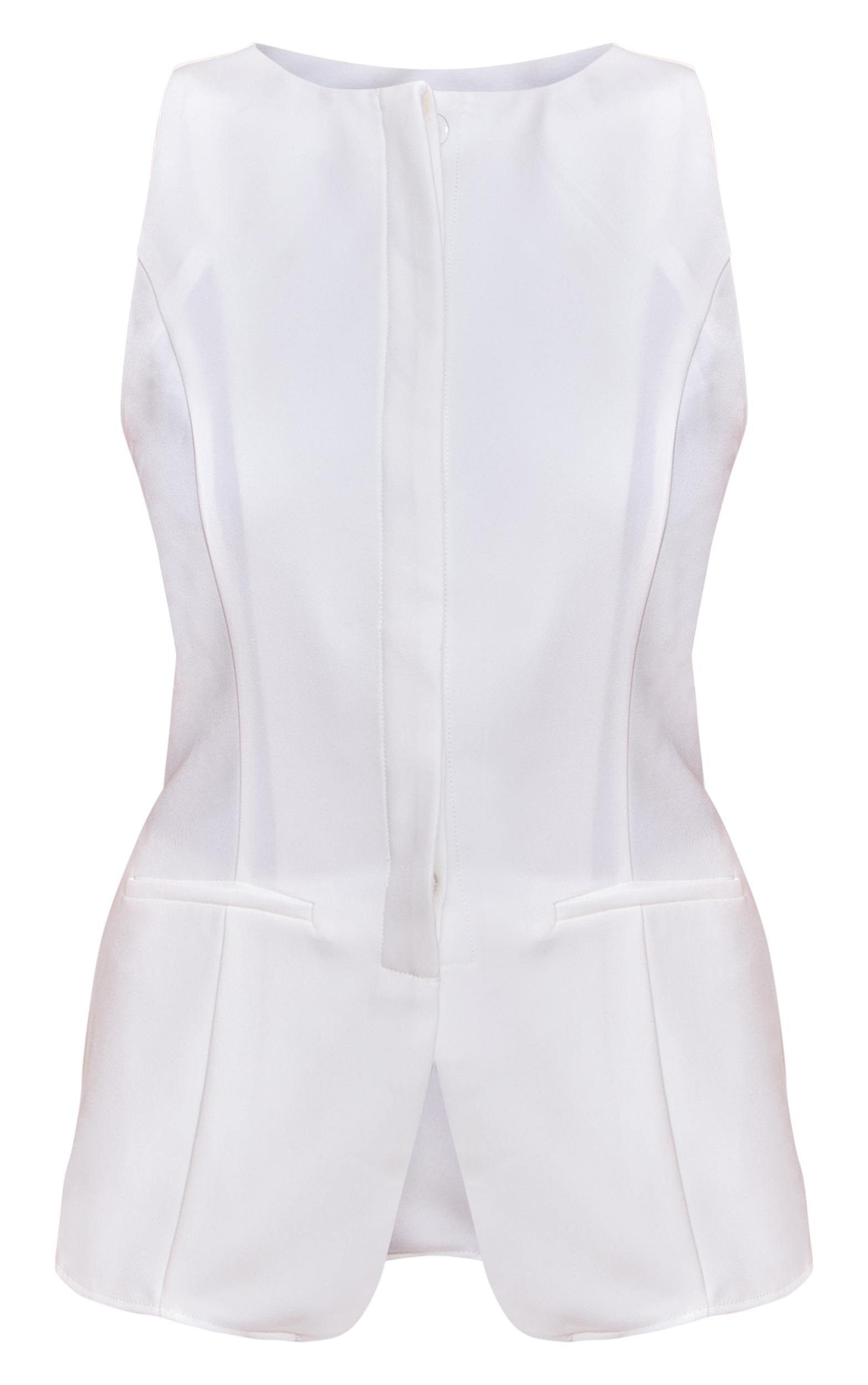 White Tailored Woven Sleeveless Romper Product Image