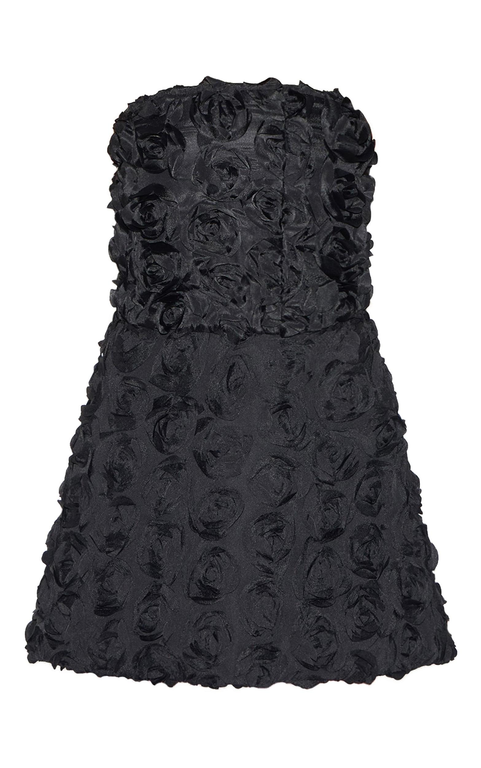Black Floral Ruffle A-line Dress Product Image