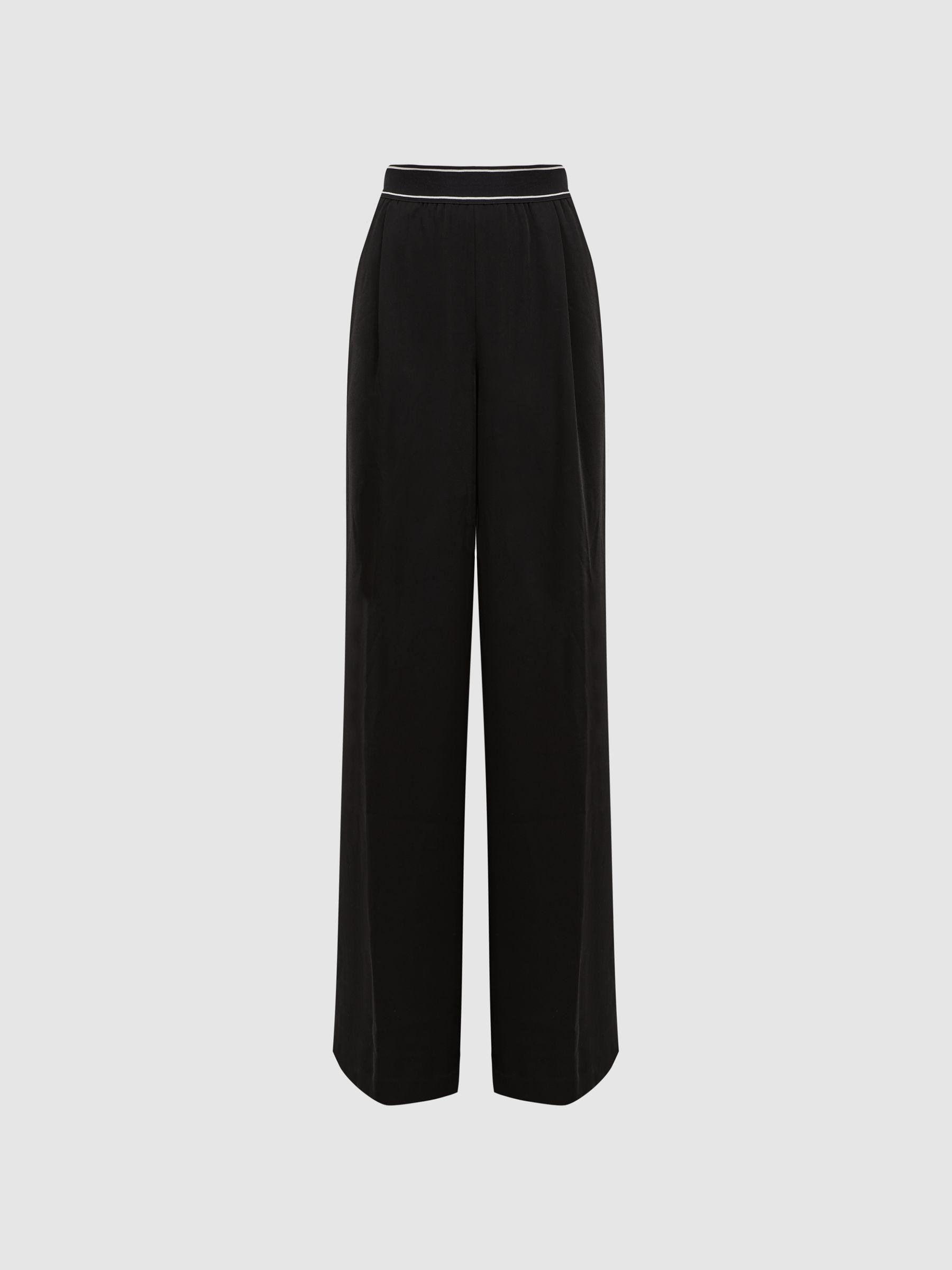 Petite Wide Leg Elasticated Trousers in Black Product Image
