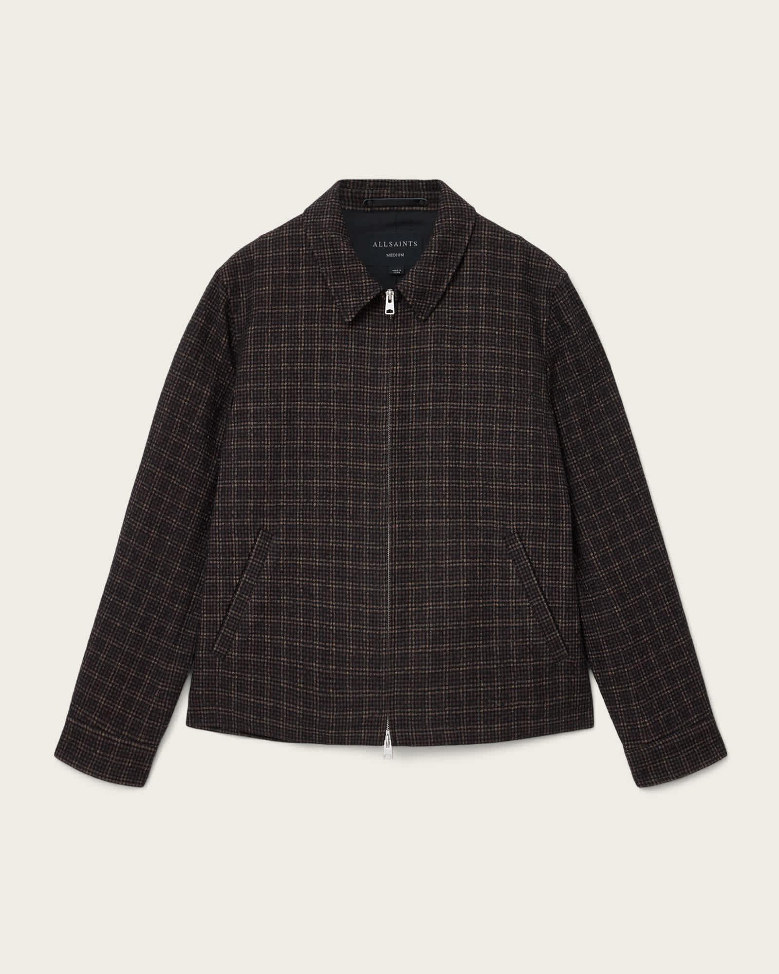City Hall Check Jacket ANCHOR BROWN | ALLSAINTS US Product Image