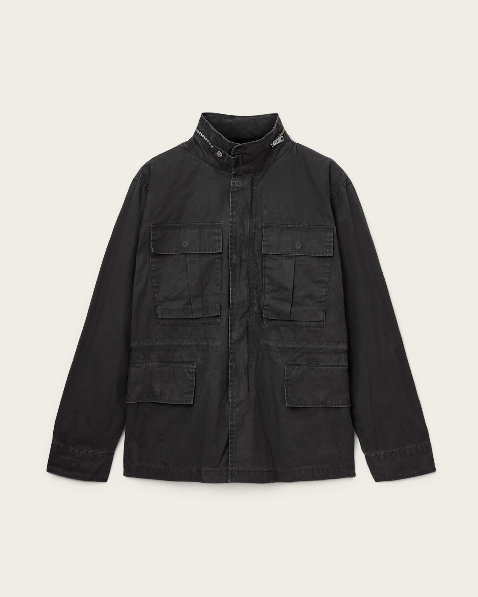 Valen Funnel Neck Jacket Washed Black | ALLSAINTS US Product Image