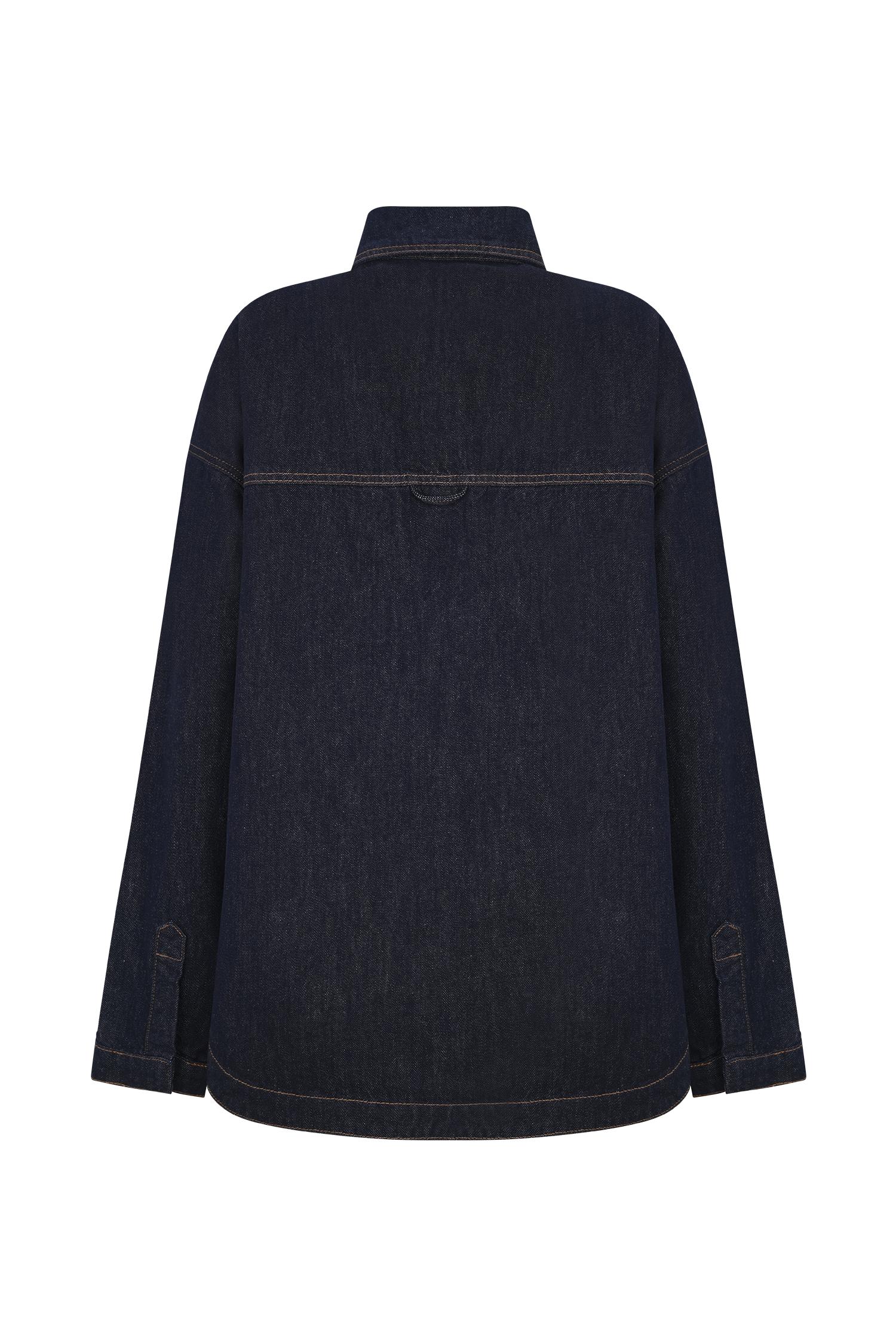 Lioda Oversized Denim Shirt - Washed Indigo Blue Product Image