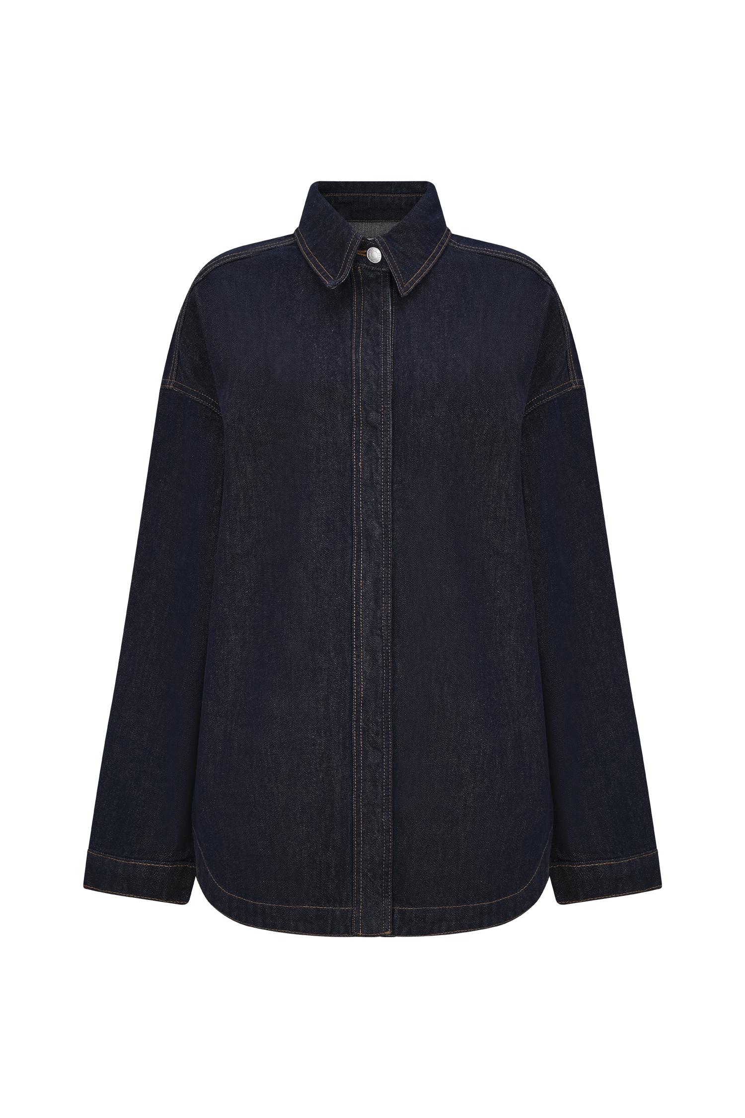 Lioda Oversized Denim Shirt - Washed Indigo Blue Product Image