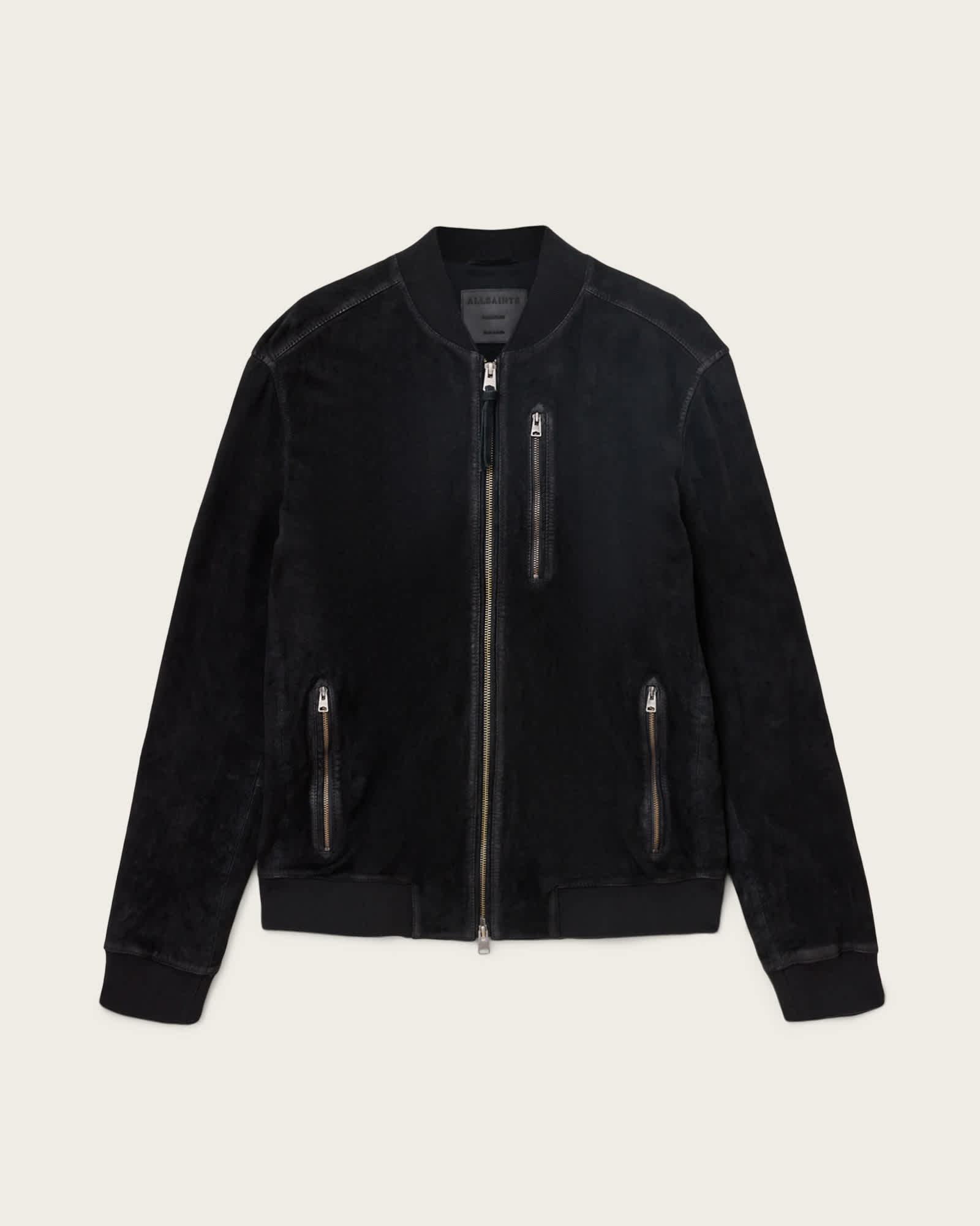 Kemble Suede Bomber Jacket Black | ALLSAINTS US Product Image