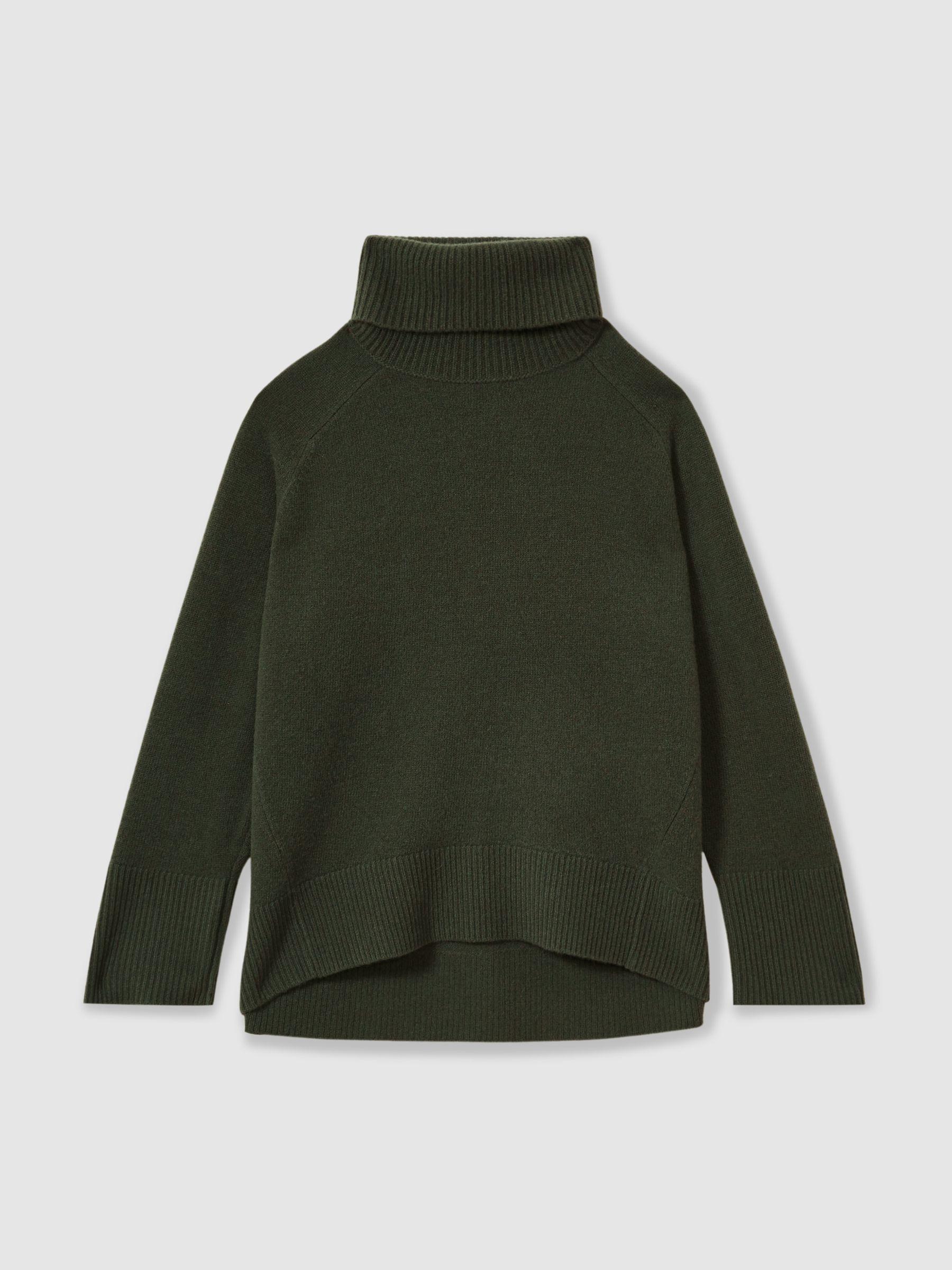 Wool Cashmere Roll Neck Jumper in Khaki Product Image
