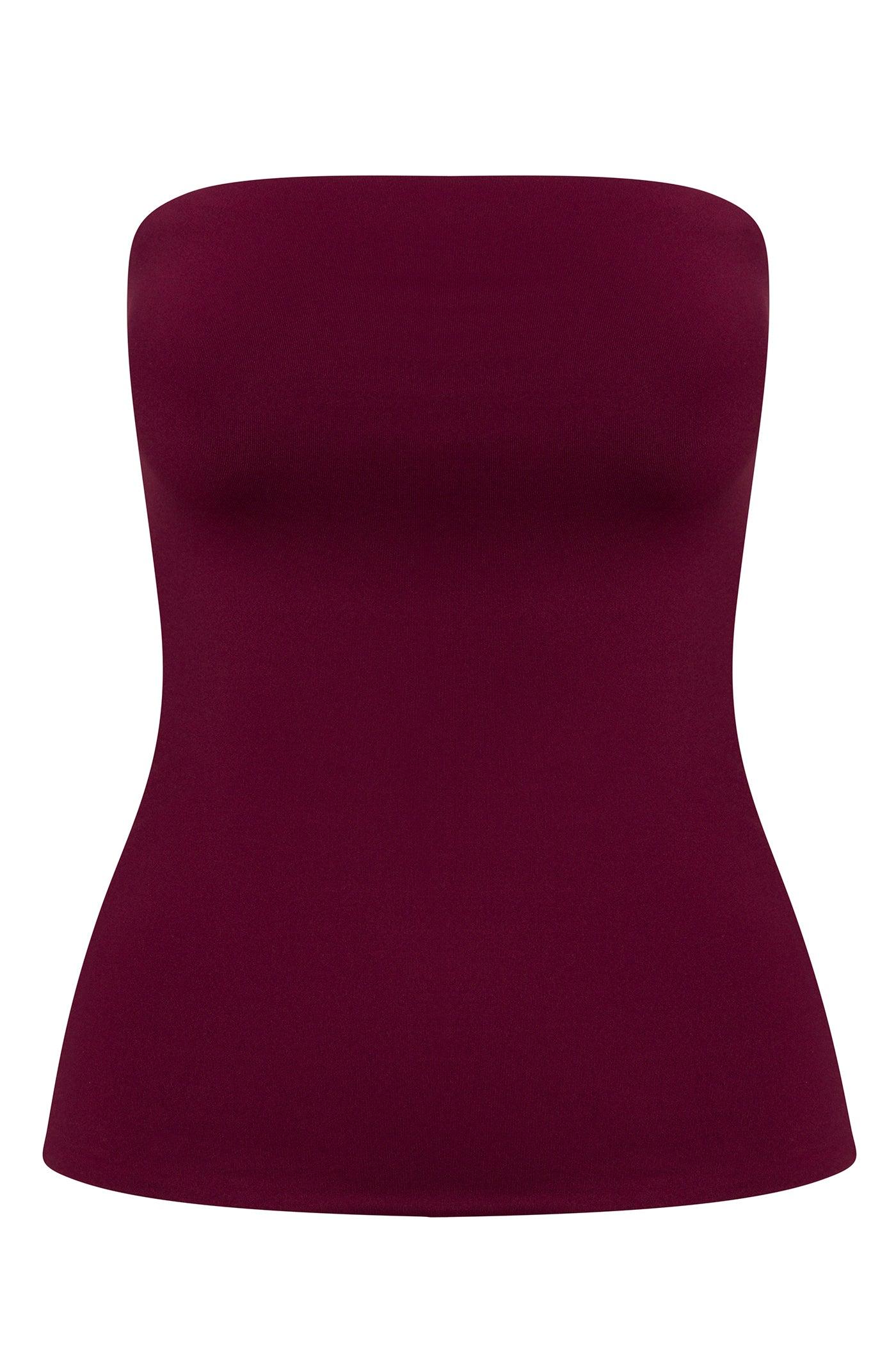 Contour Double Lined Tube Top - Wine Female Product Image