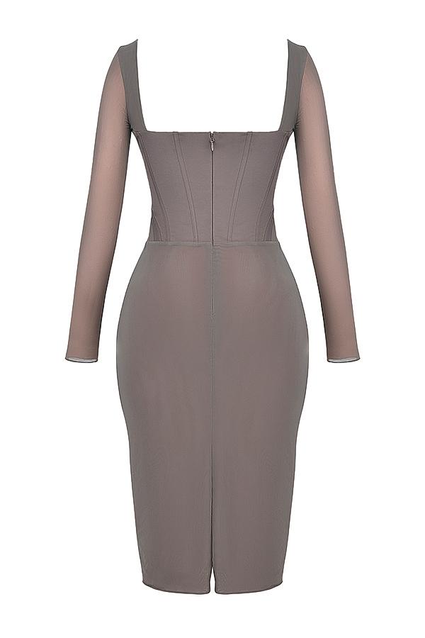 Safran  mocha corset midi dress Product Image