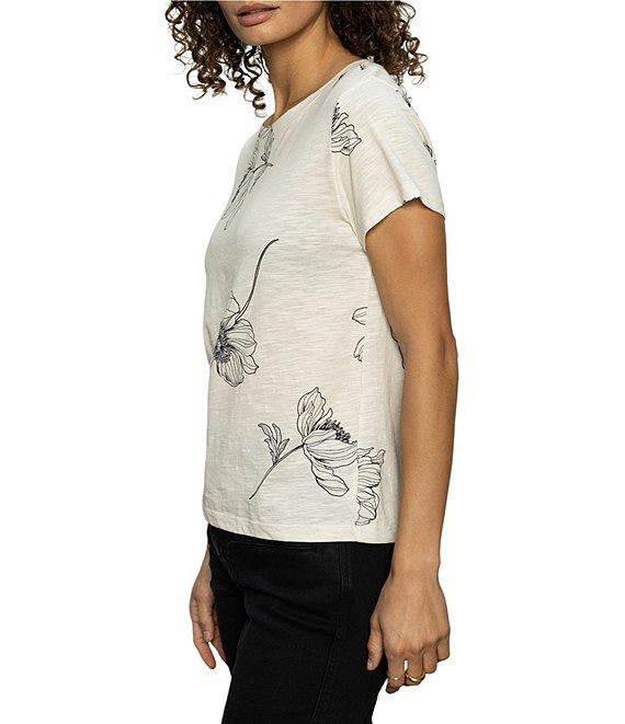 Sanctuary The Perfect Tee Crew Neck Sketched Botanic Print Short Sleeve Top Product Image