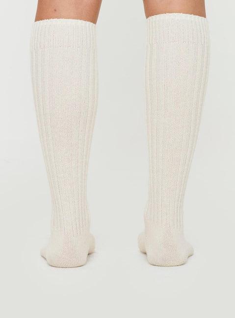 Boderline Knee High Socks White Product Image