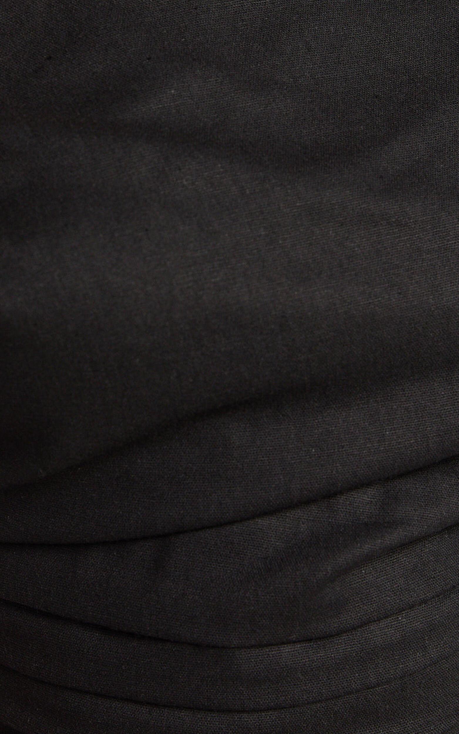 Ivy Top - Linen Off Shoulder Tie Top in Black Product Image