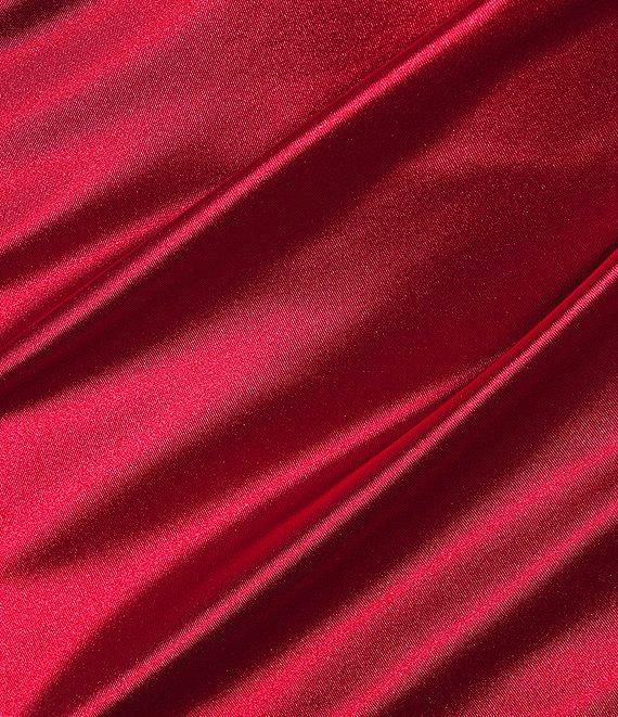 Honey and Rosie Sateen Strapless Pleated Twist Front Illusion Midriff Corset Inspired Dress Product Image