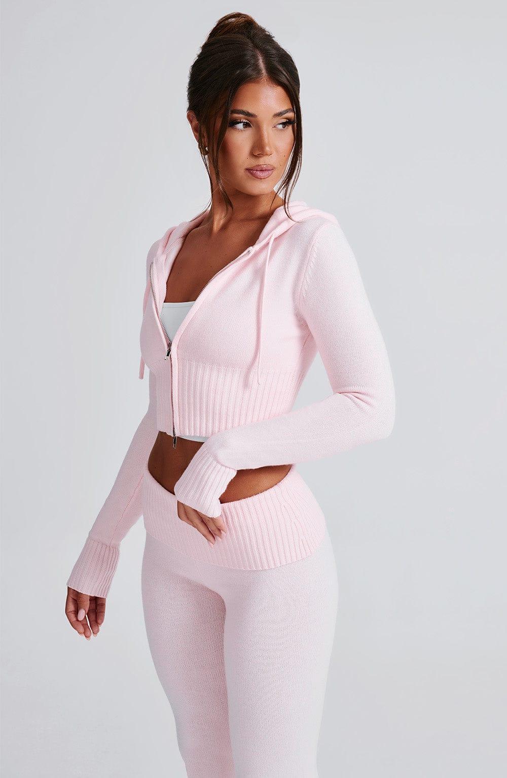 Portia Knit Hoodie - Pink Product Image