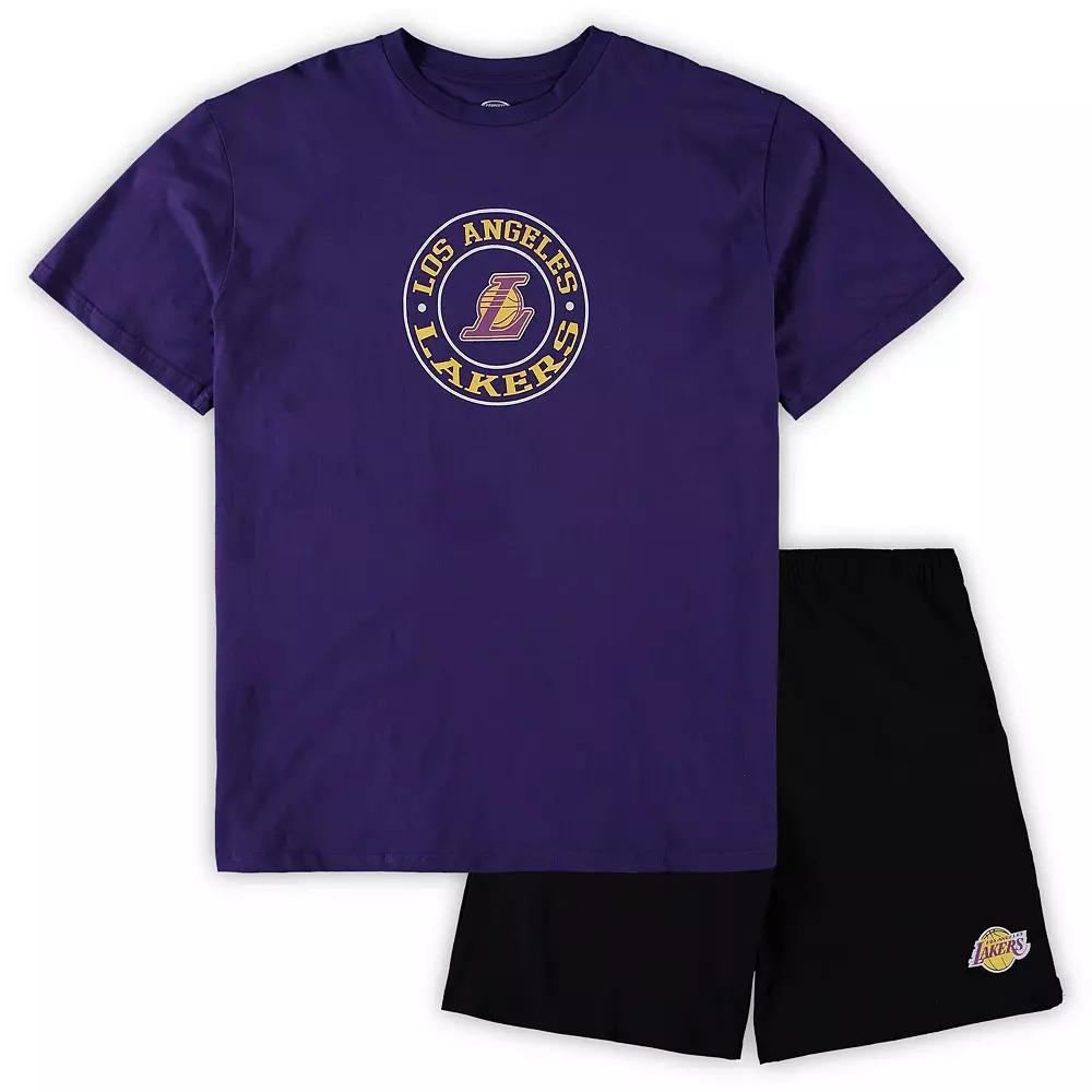 Men's Concepts Sport Purple/Black Los Angeles Lakers Big & Tall T-Shirt & Shorts Sleep Set,  Product Image